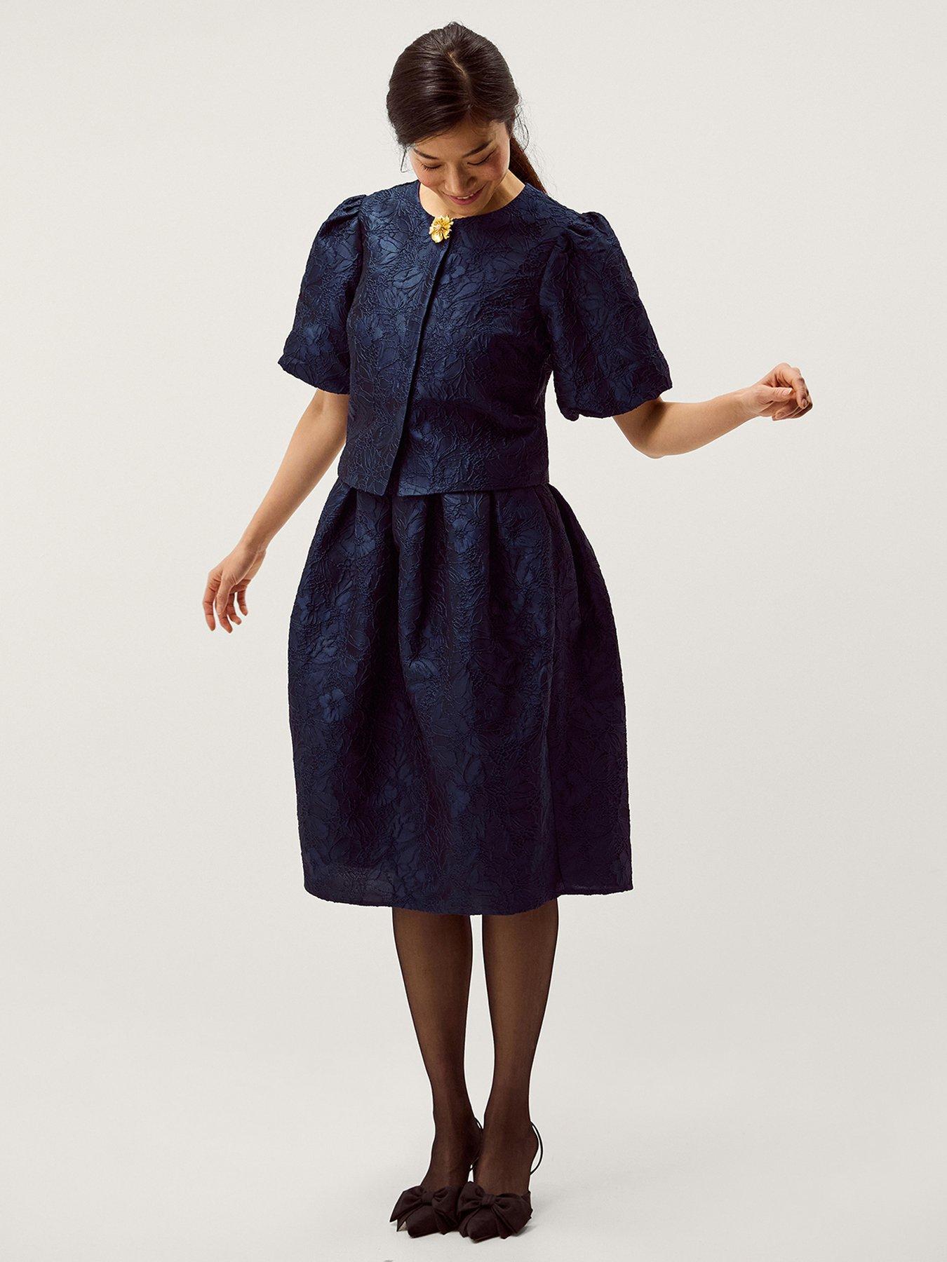 Image 3 of 5 of Monsoon Juliana Jacquard Jacket - Navy