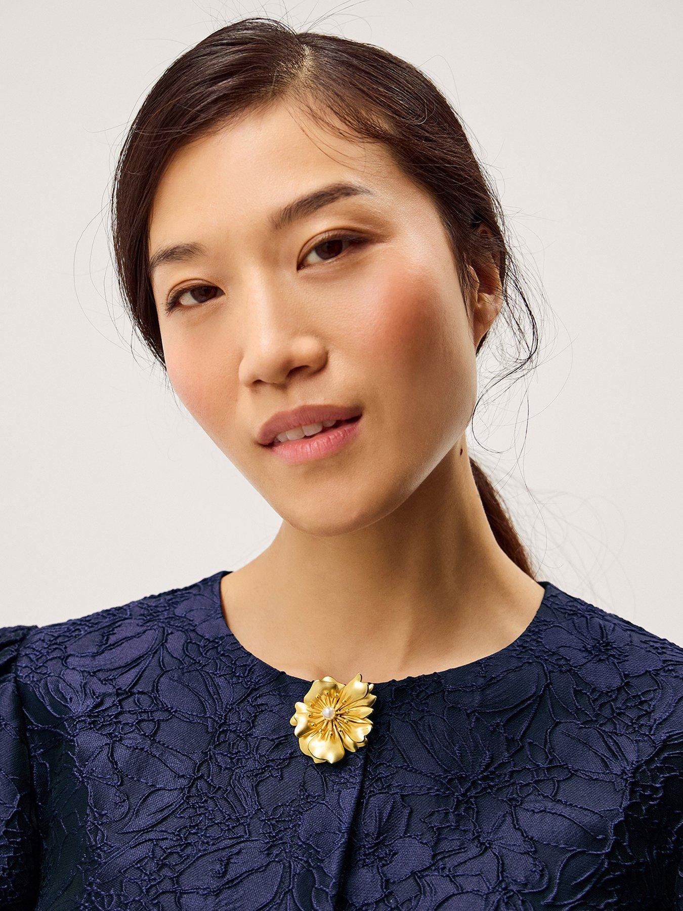 Image 4 of 5 of Monsoon Juliana Jacquard Jacket - Navy