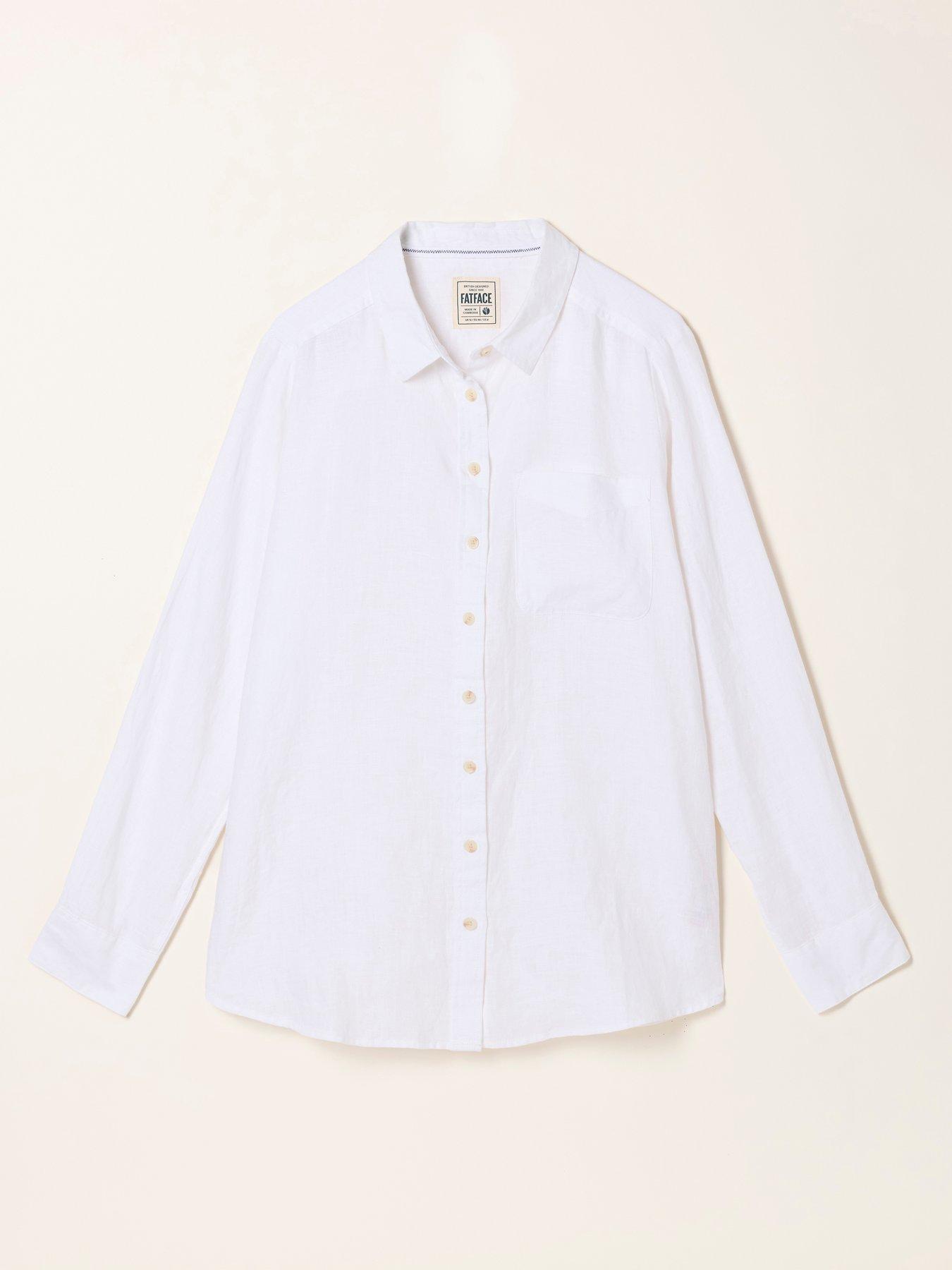 Image 5 of 5 of FatFace Olivia Linen Shirt - White