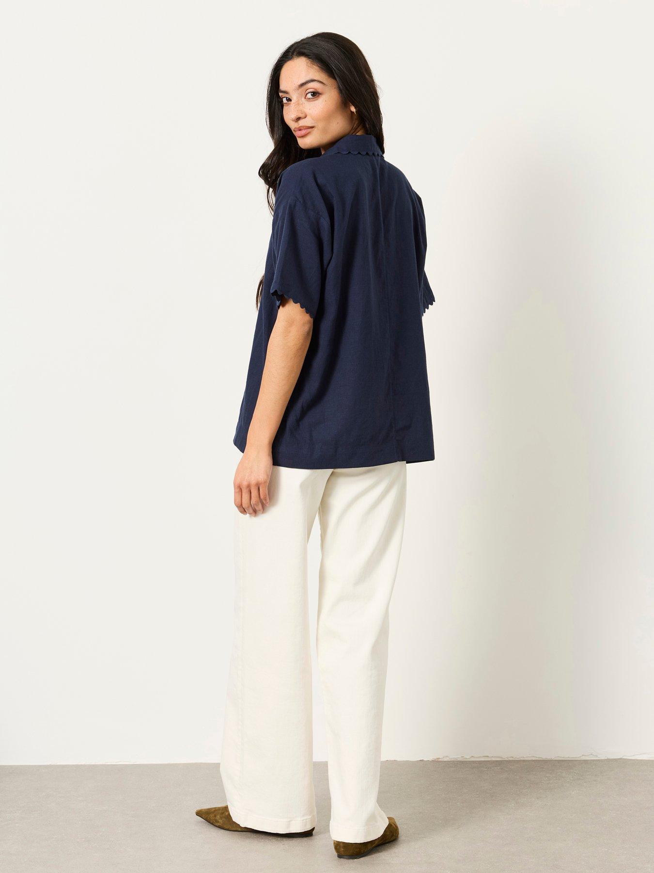 Image 2 of 5 of FatFace Kara Linen Shirt - Navy