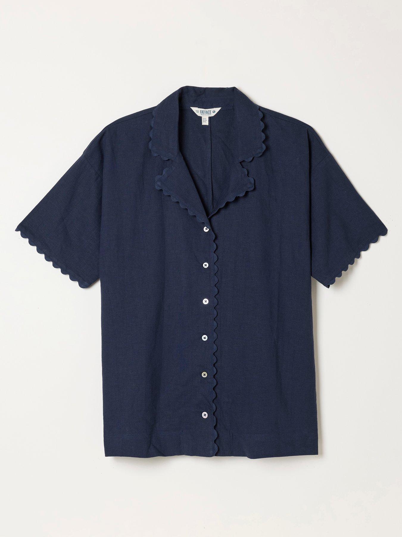 Image 5 of 5 of FatFace Kara Linen Shirt - Navy