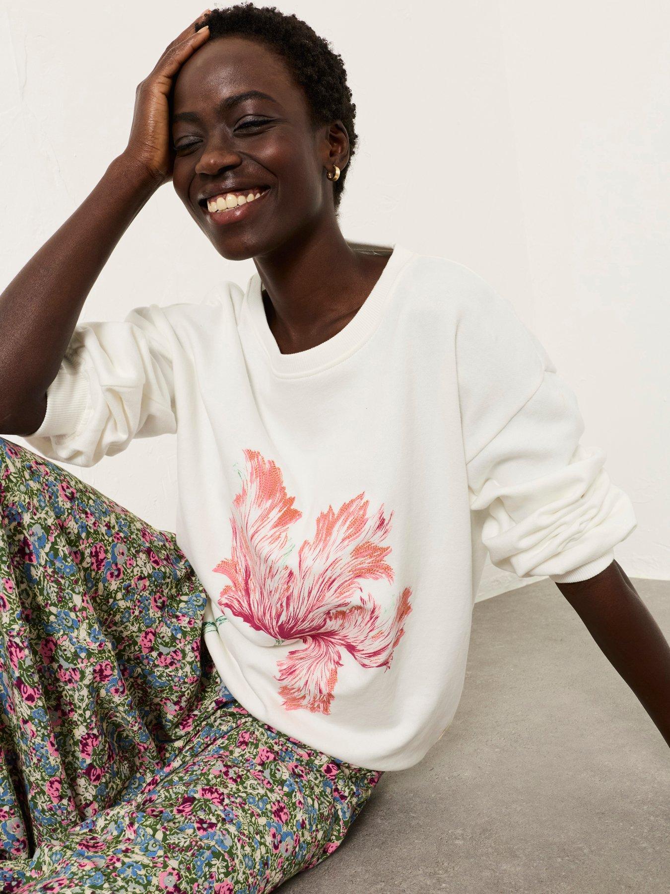 FatFace Alex Painterly Crew Sweatshirt - Ivory