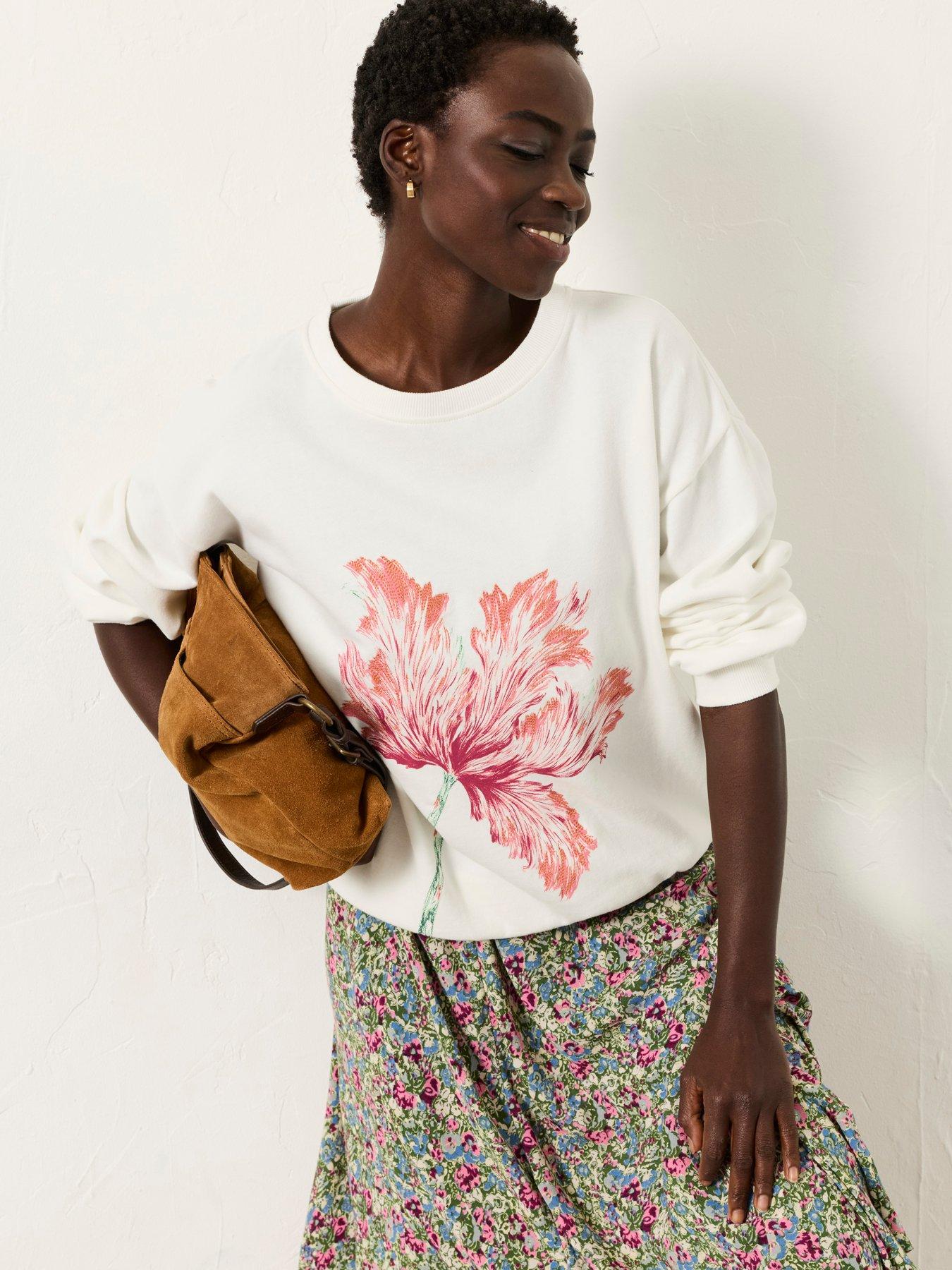 Image 3 of 6 of FatFace Alex Painterly Crew Sweatshirt - Ivory