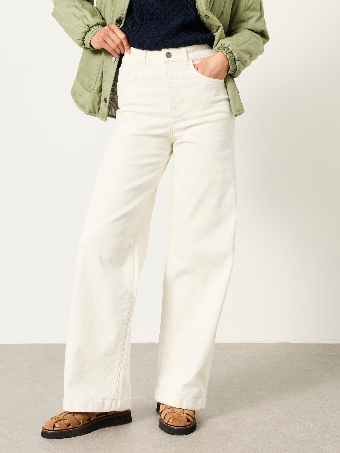 Image 4 of 6 of FatFace Welling Wide Leg Jeans - Ecru