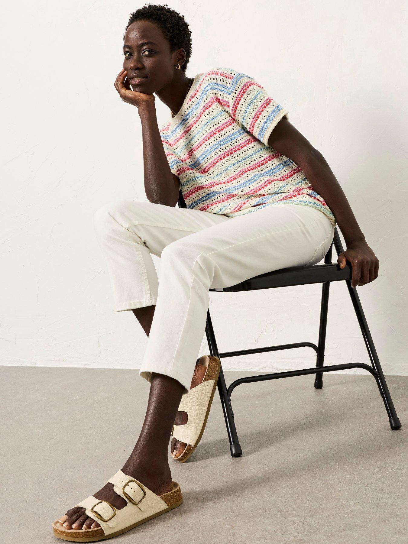 Image 1 of 6 of FatFace Whitby Capri Jeans - White