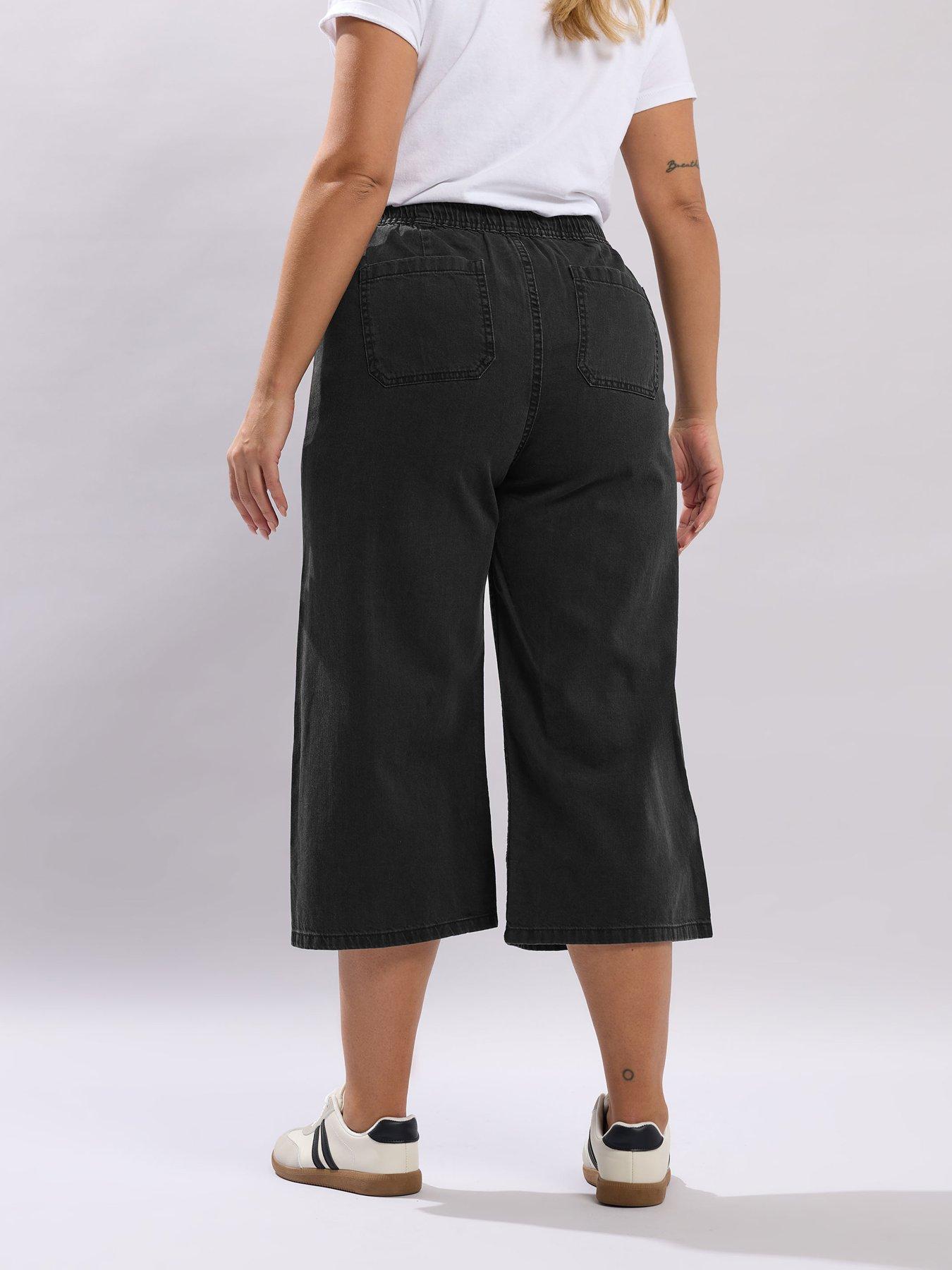 yours-curve-tie-waist-crop-trouser-blackstillFront