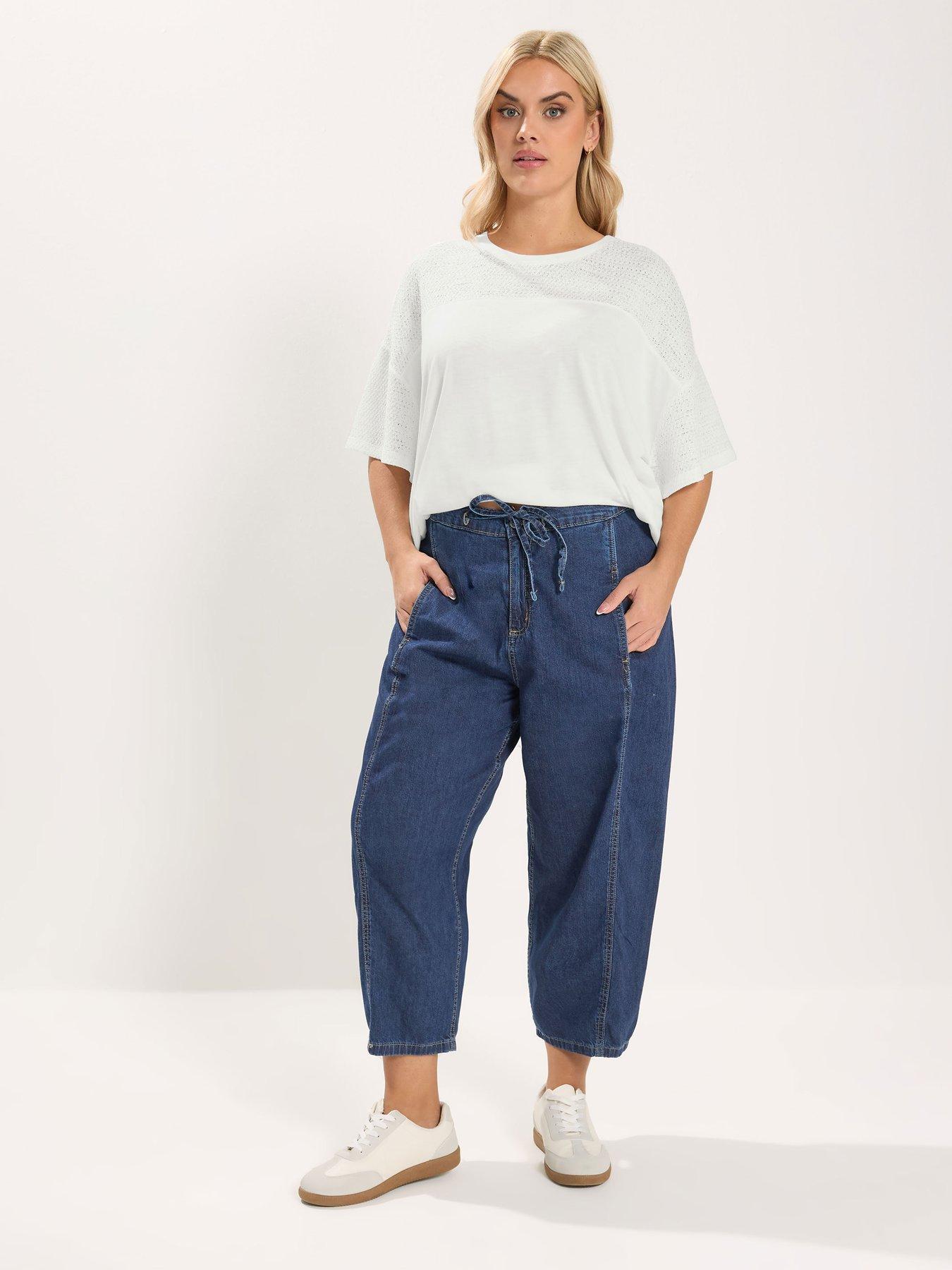 Image 3 of 5 of Yours Curve Crop Barrel Leg Jean