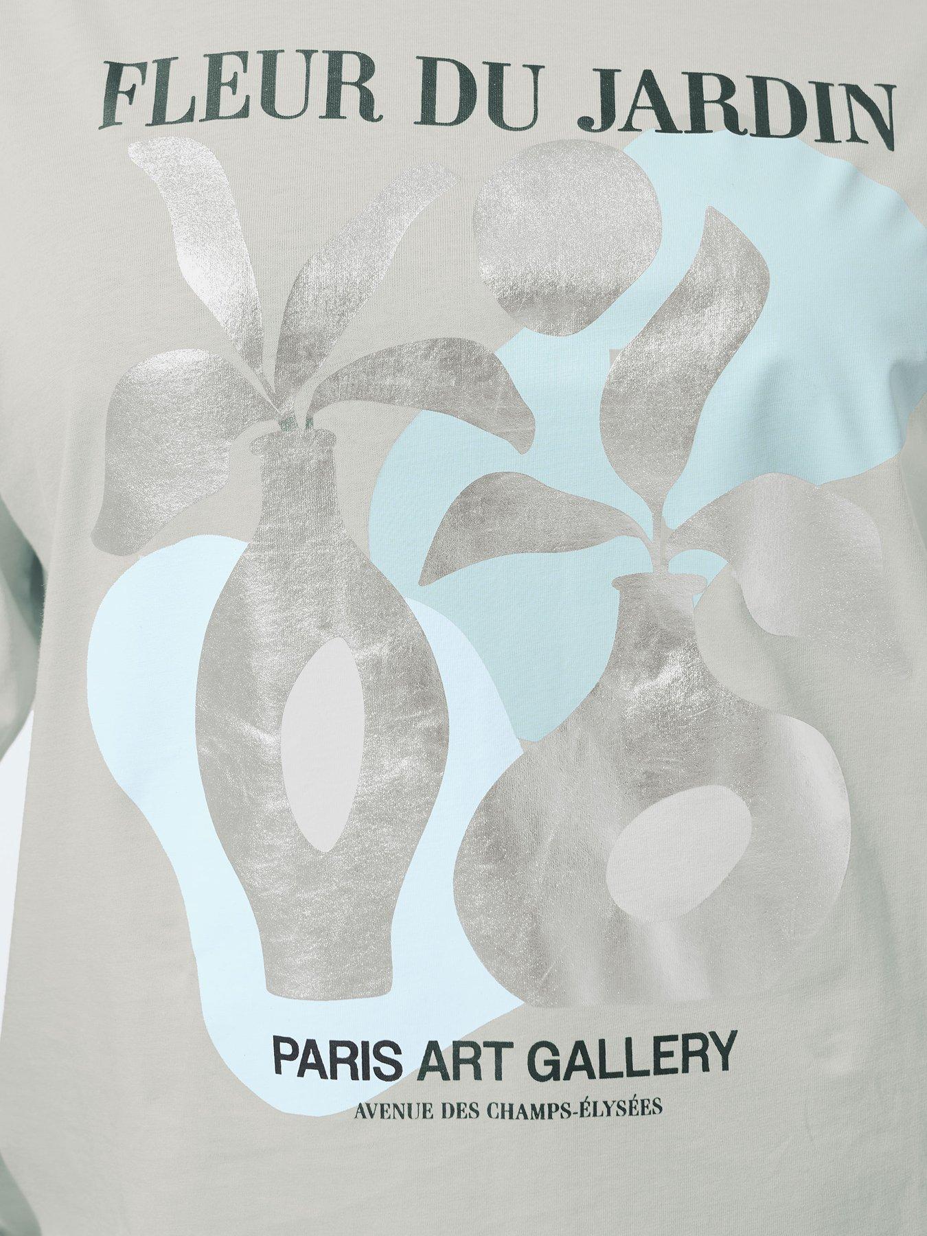 Image 4 of 5 of Yours Curve Foil Vase T-Shirt - Grey