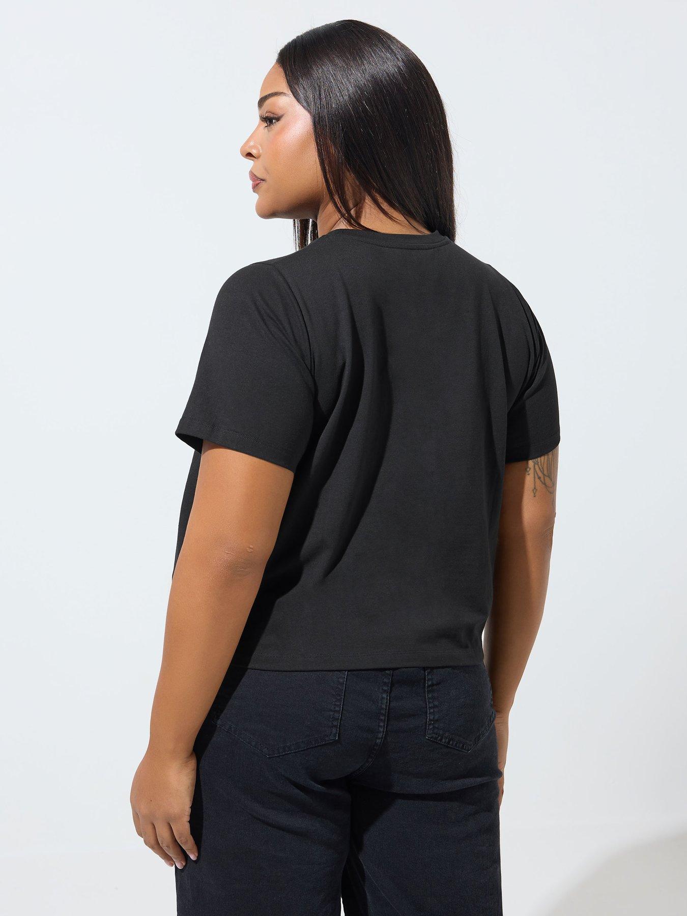 Image 2 of 5 of Yours Curve Stretch T-Shirt - Black