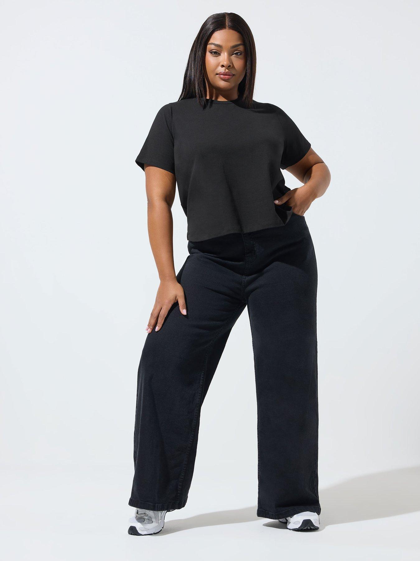Image 3 of 5 of Yours Curve Stretch T-Shirt - Black
