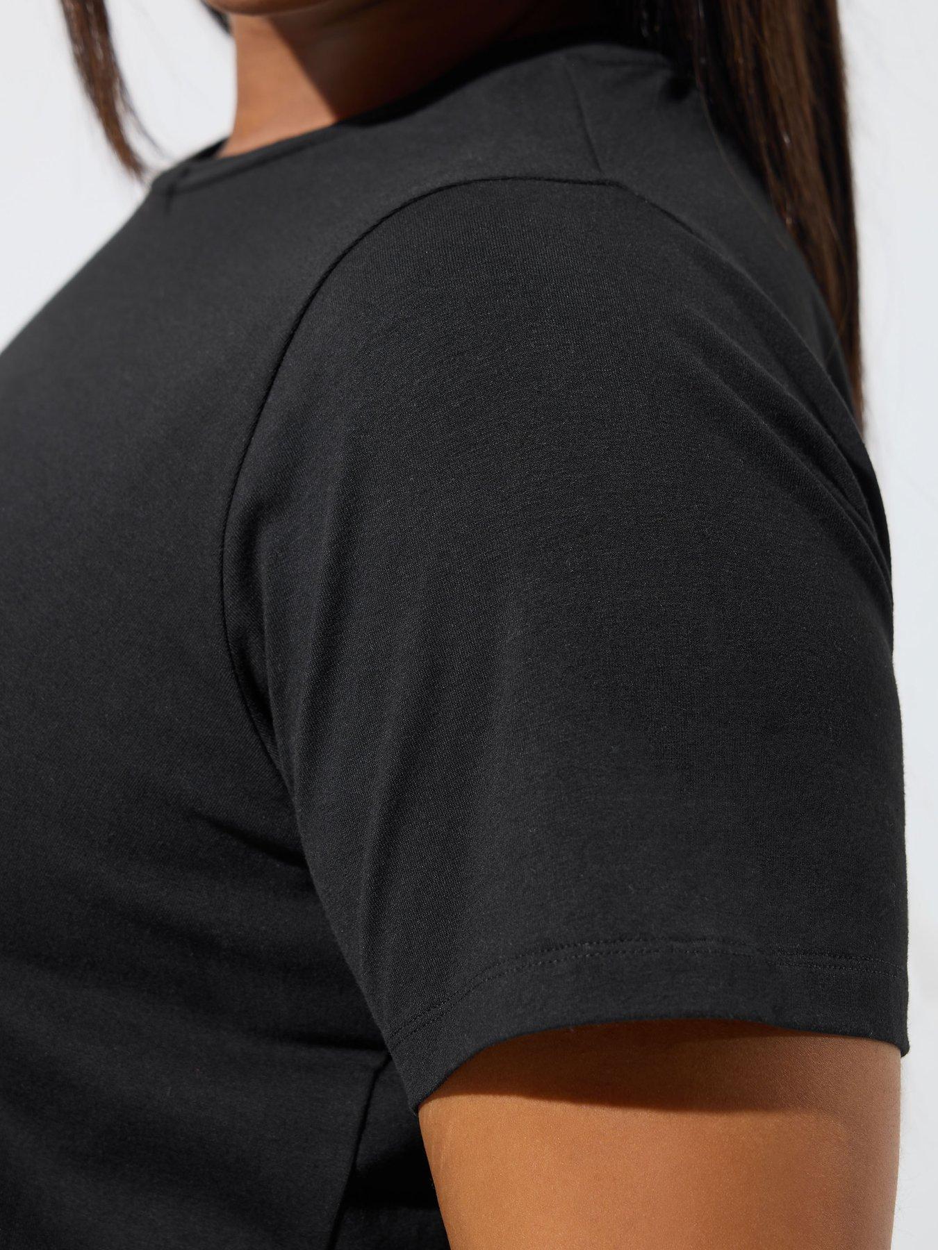 Image 4 of 5 of Yours Curve Stretch T-Shirt - Black