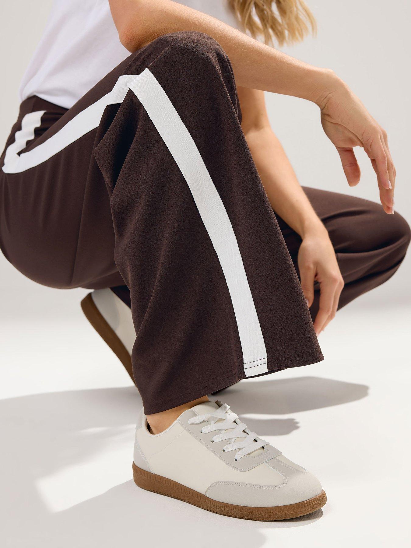 Image 4 of 5 of Long Tall Sally Tall Side Stripe Trousers 34" - Brown