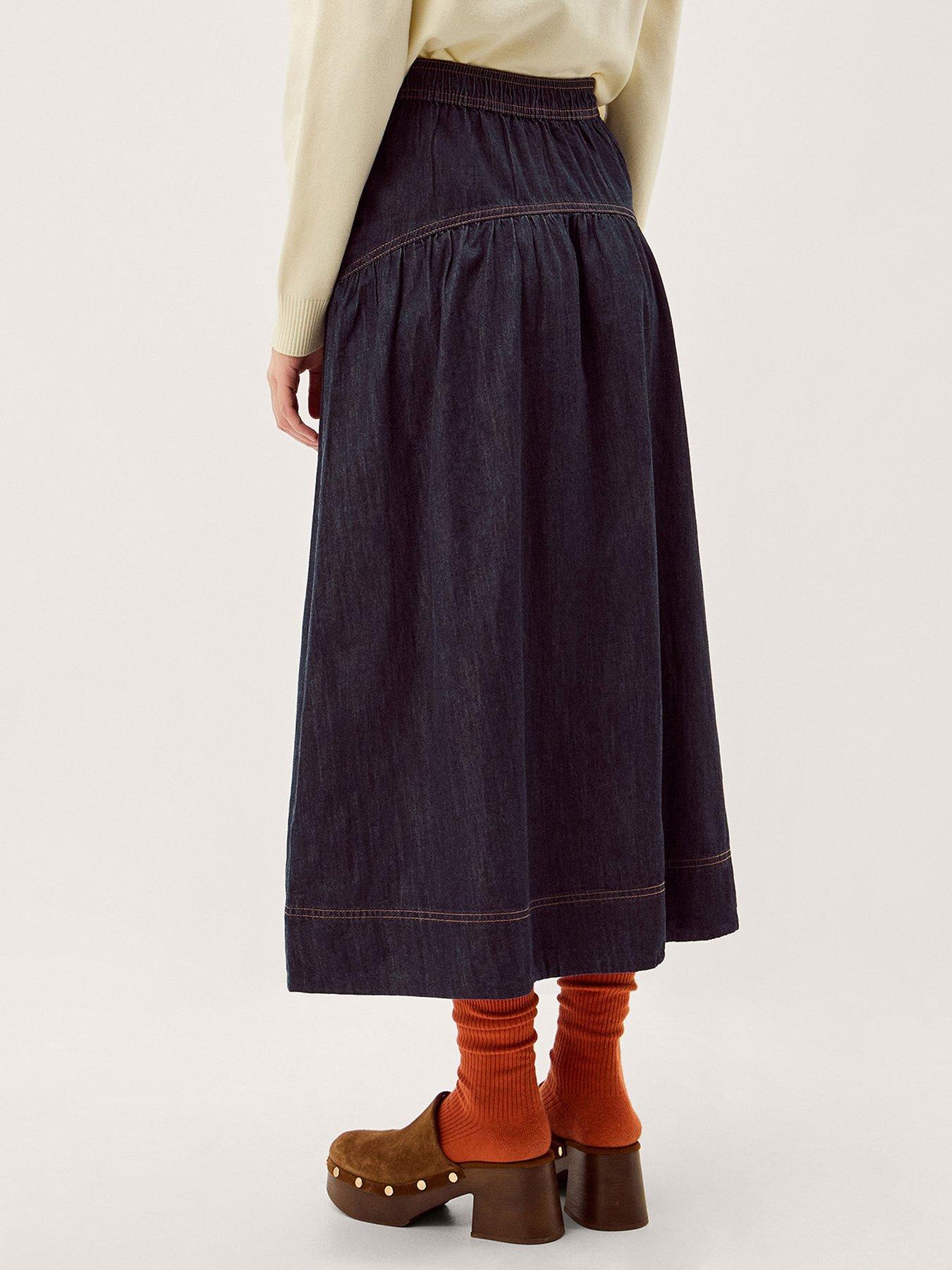 Image 2 of 5 of Monsoon Lucy Button Skirt - Blue