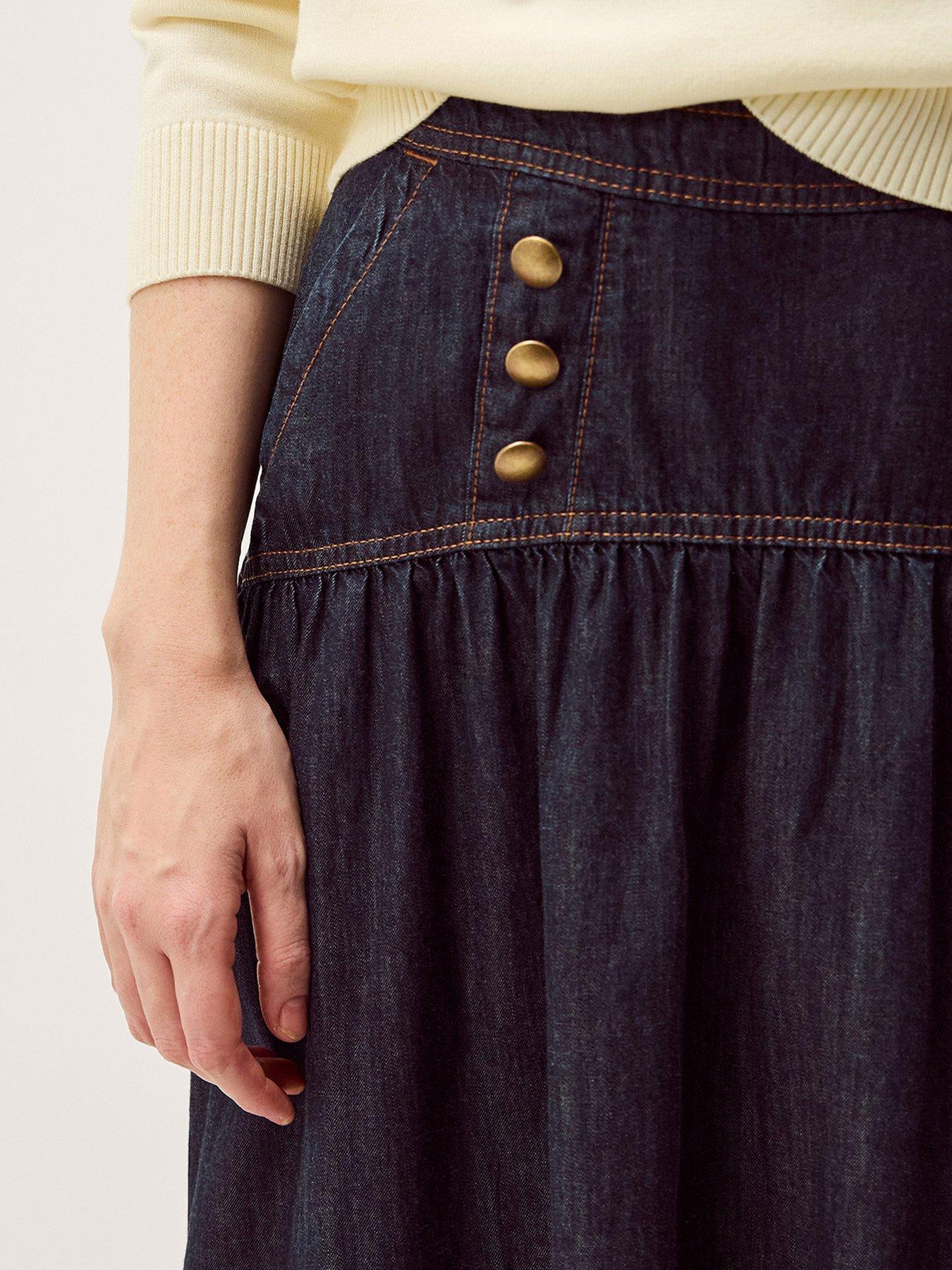 Image 4 of 5 of Monsoon Lucy Button Skirt - Blue