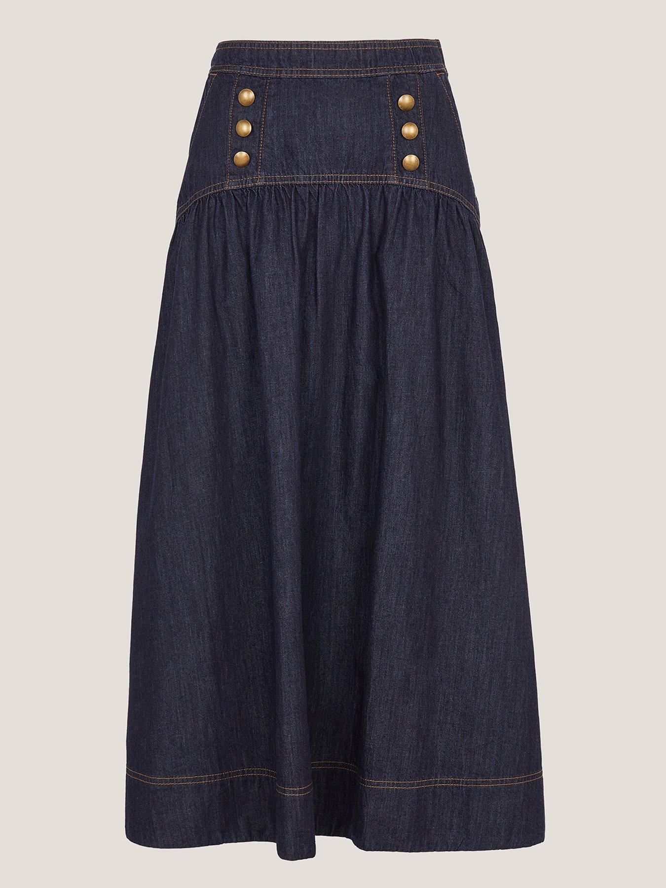 Image 5 of 5 of Monsoon Lucy Button Skirt - Blue