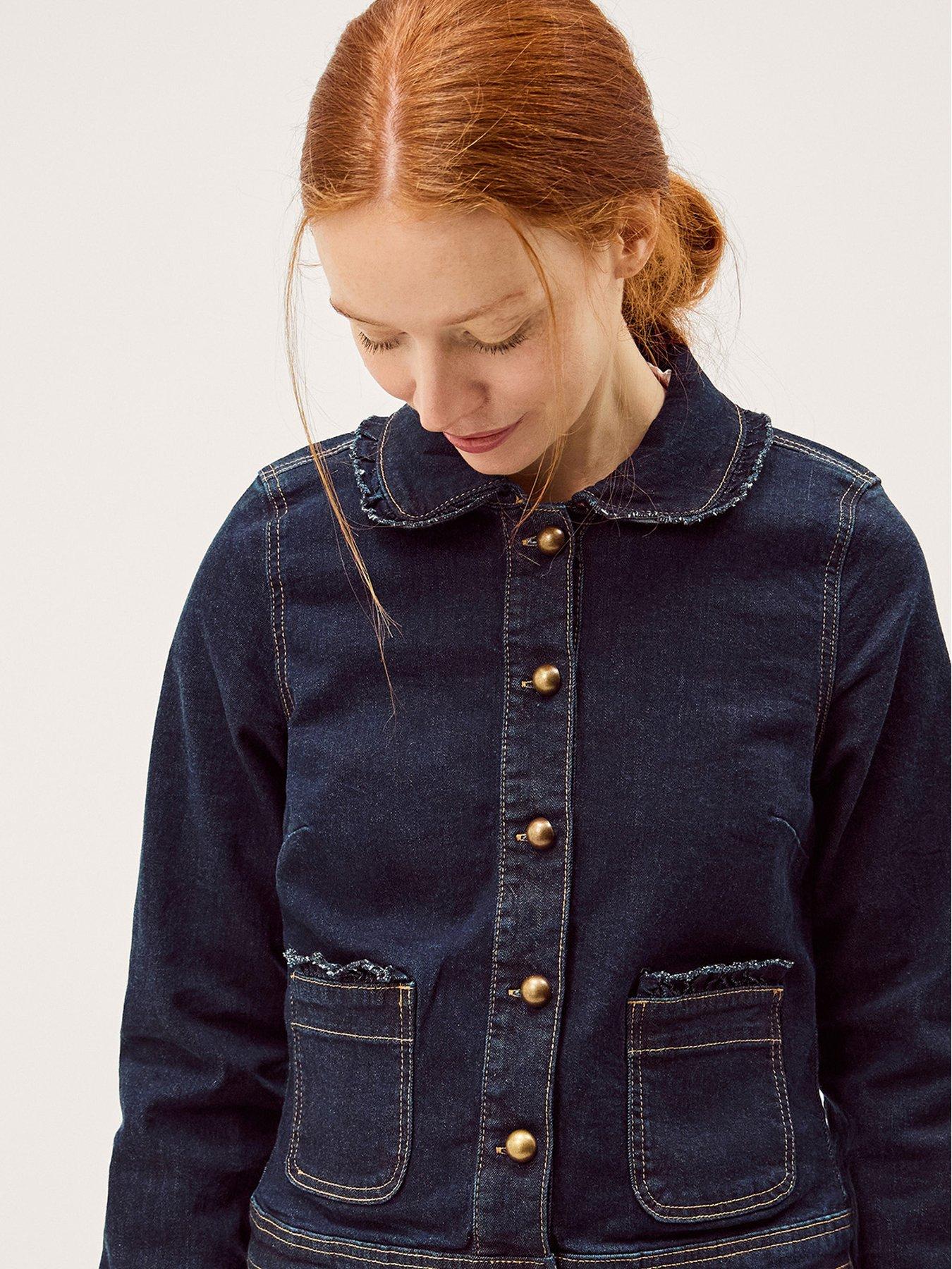 Image 1 of 5 of Monsoon Sadie Frill Denim Jacket - Blue