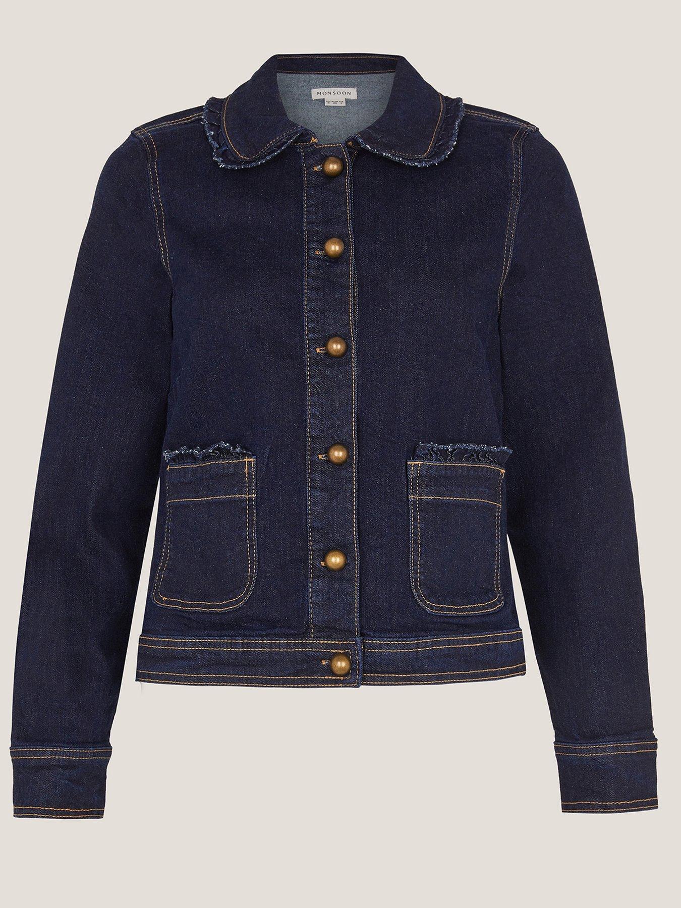 Image 5 of 5 of Monsoon Sadie Frill Denim Jacket - Blue