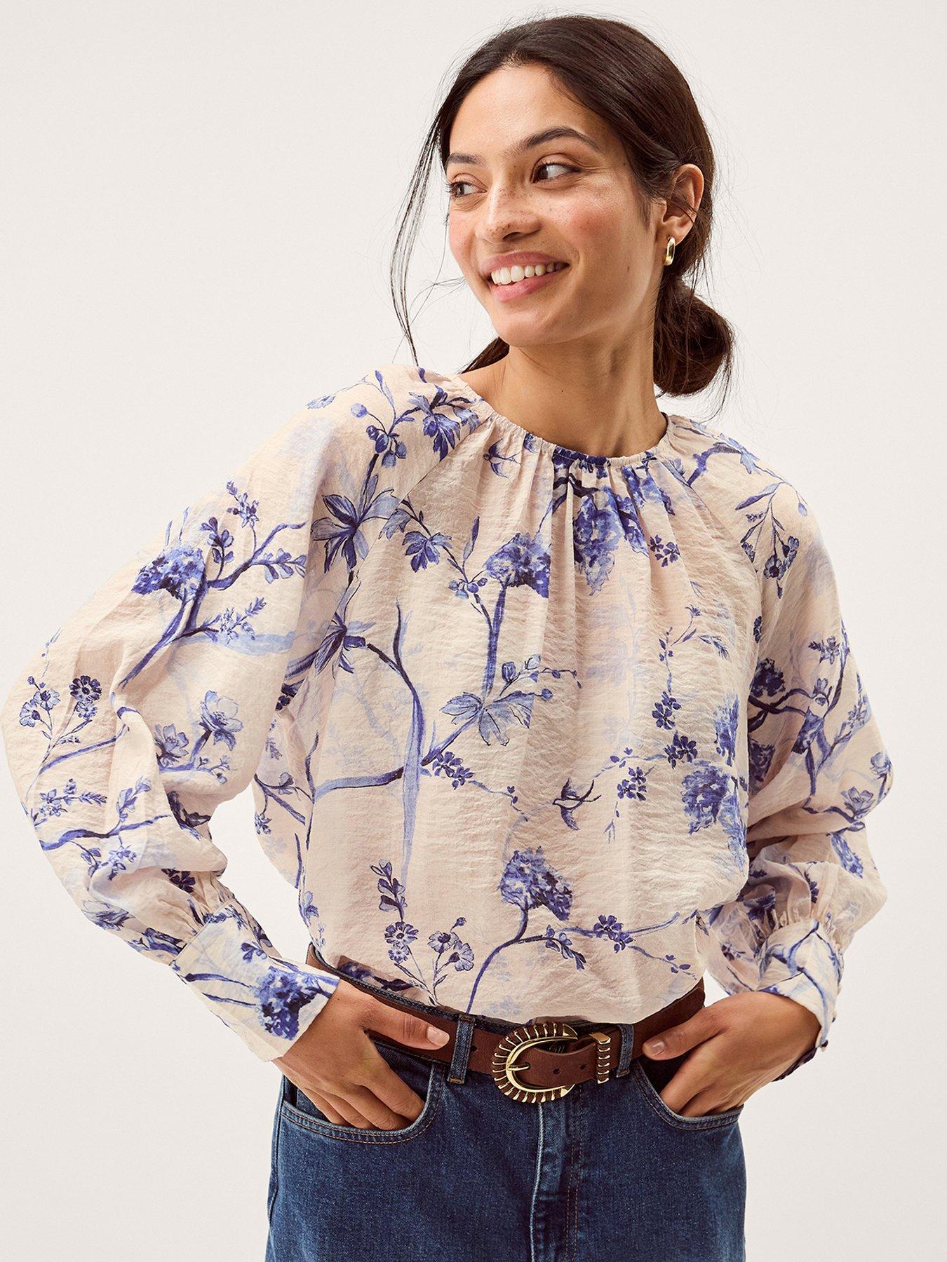 Image 1 of 5 of Monsoon Jada Print Blouse - Pink