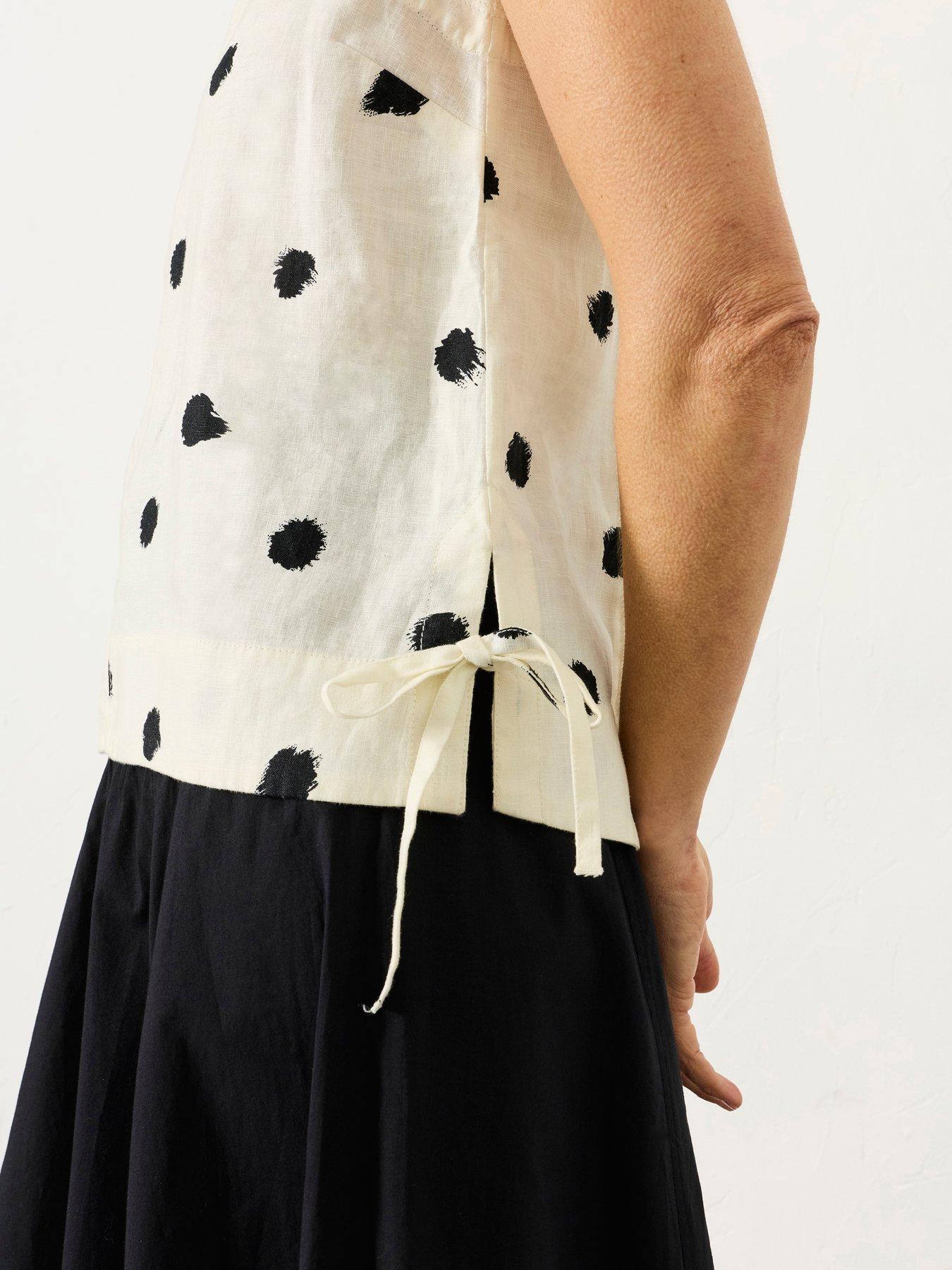 Image 4 of 6 of FatFace Darcy Linen Spot Blouse - Ivory