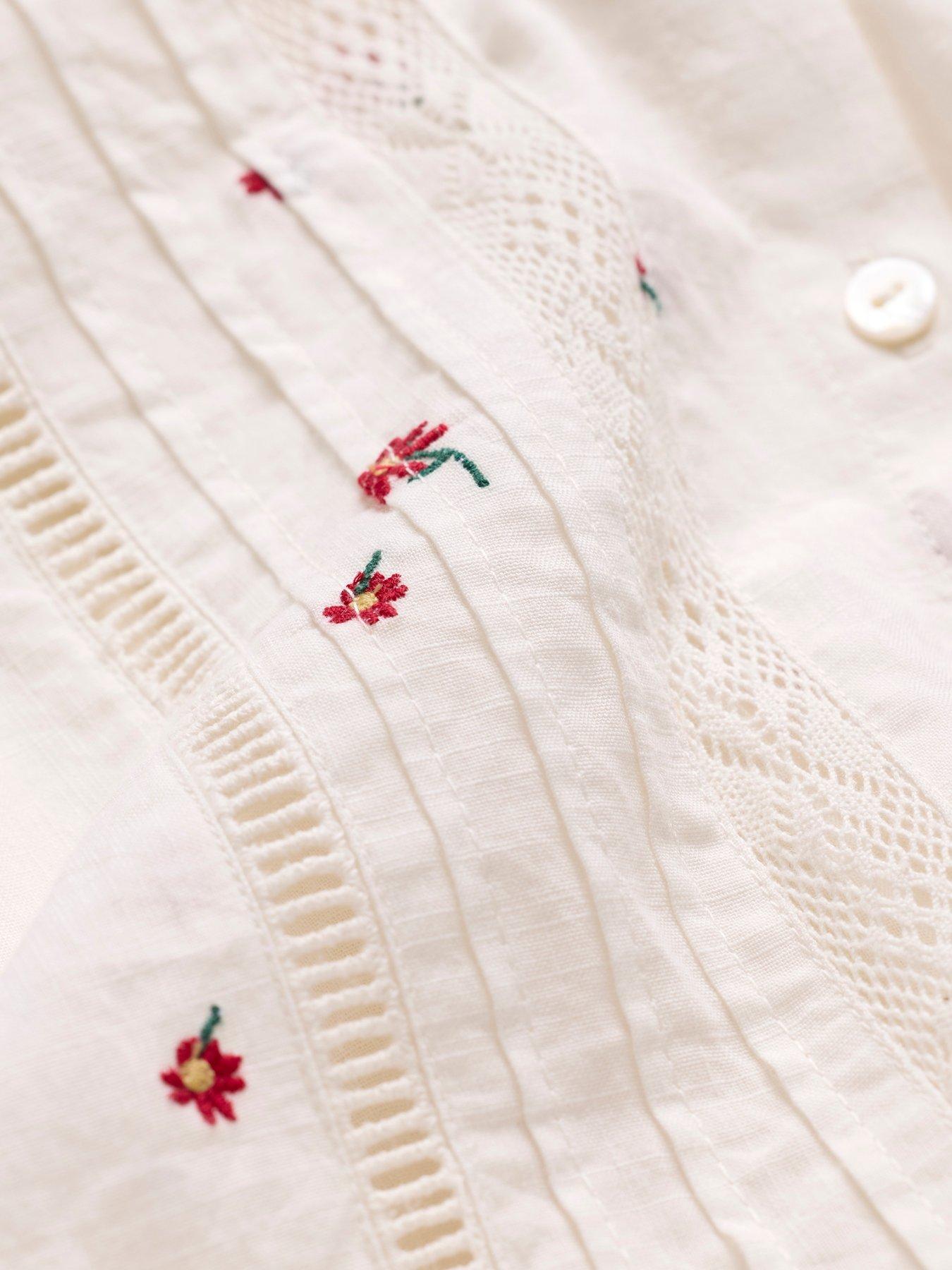 Image 5 of 7 of FatFace Jane Embroidered Overshirt - Ivory