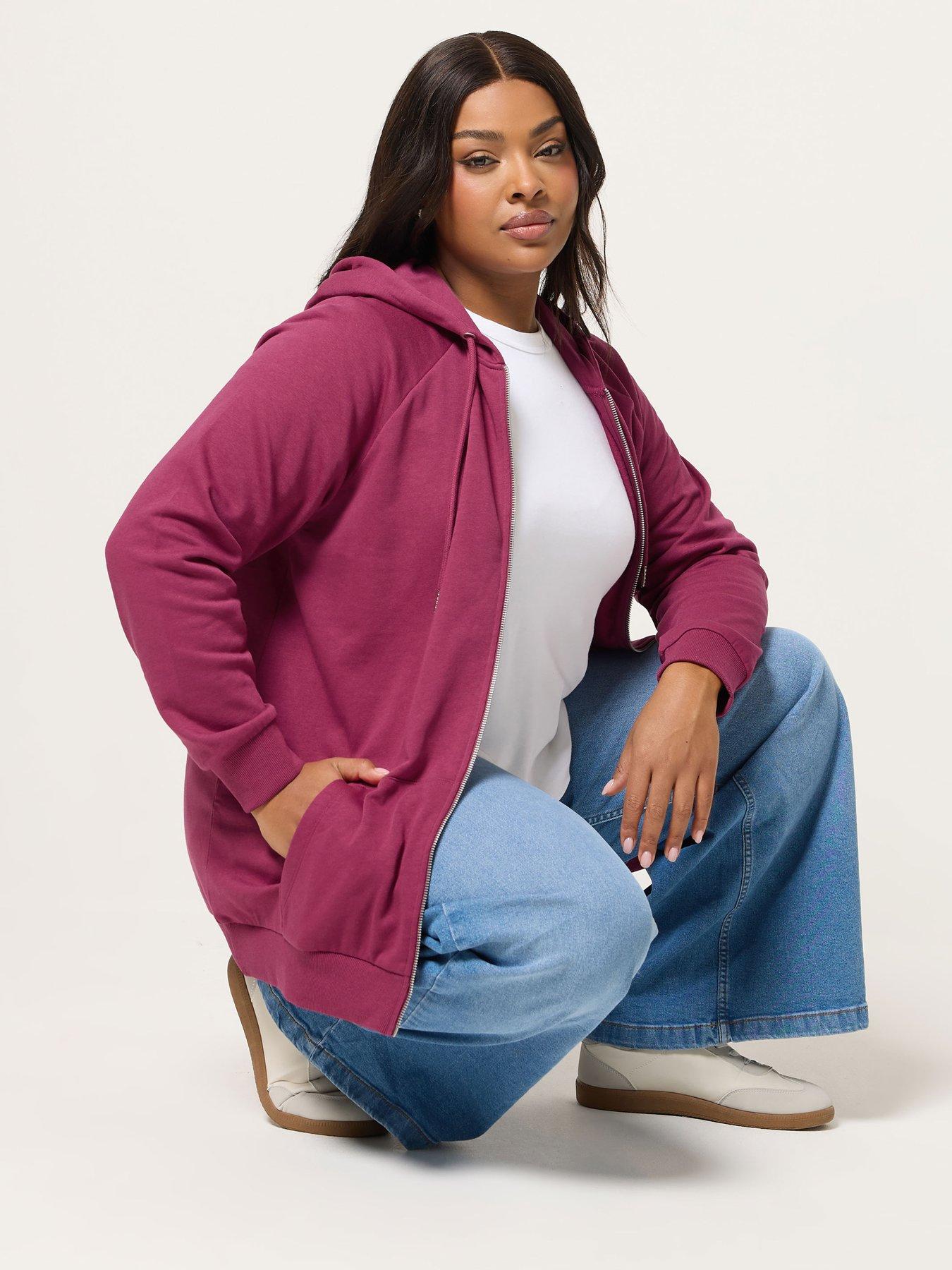 Image 1 of 5 of Yours Curve Zip Through Hoodie - Red