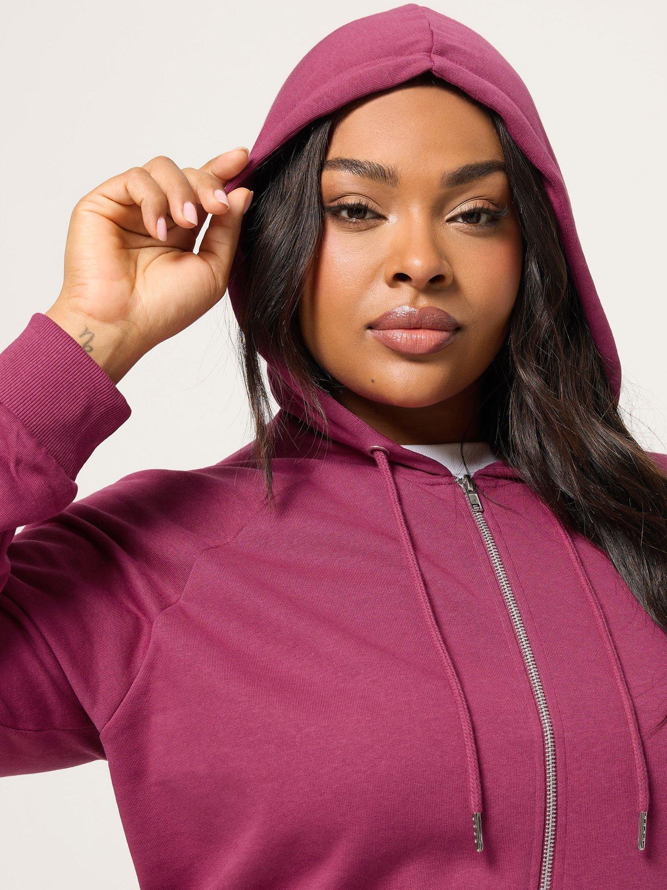 Image 4 of 5 of Yours Curve Zip Through Hoodie - Red