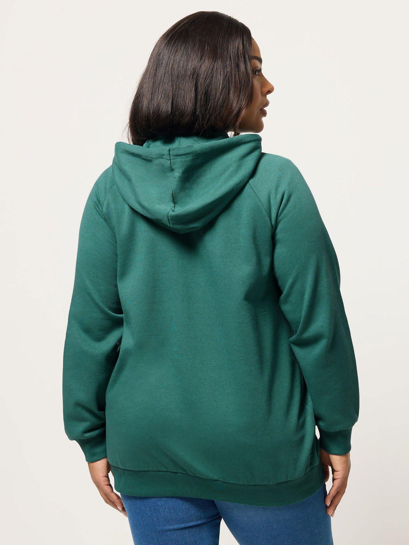 Image 2 of 5 of Yours Curve Zip Thru Hoodie - Green