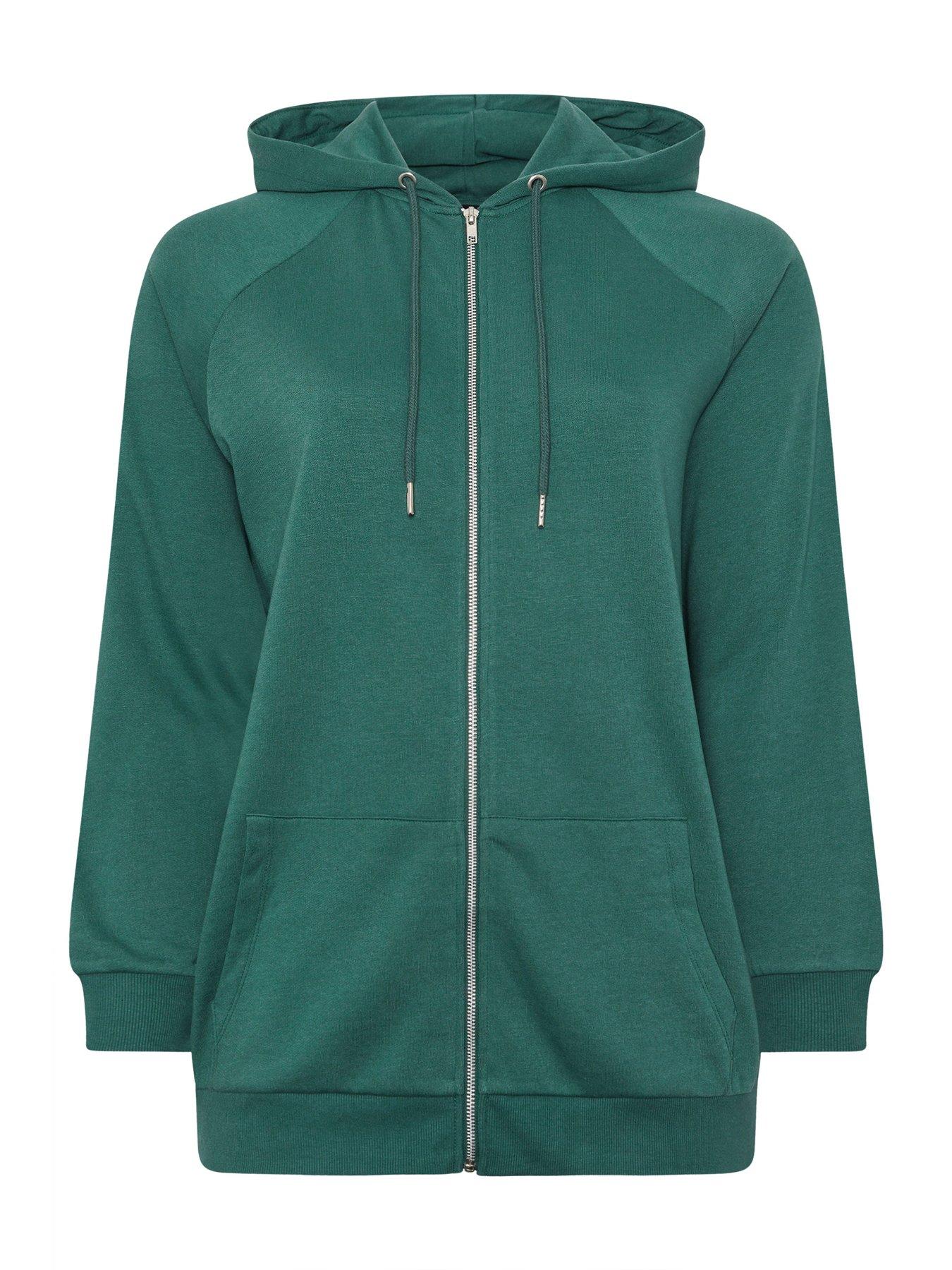 Image 5 of 5 of Yours Curve Zip Thru Hoodie - Green