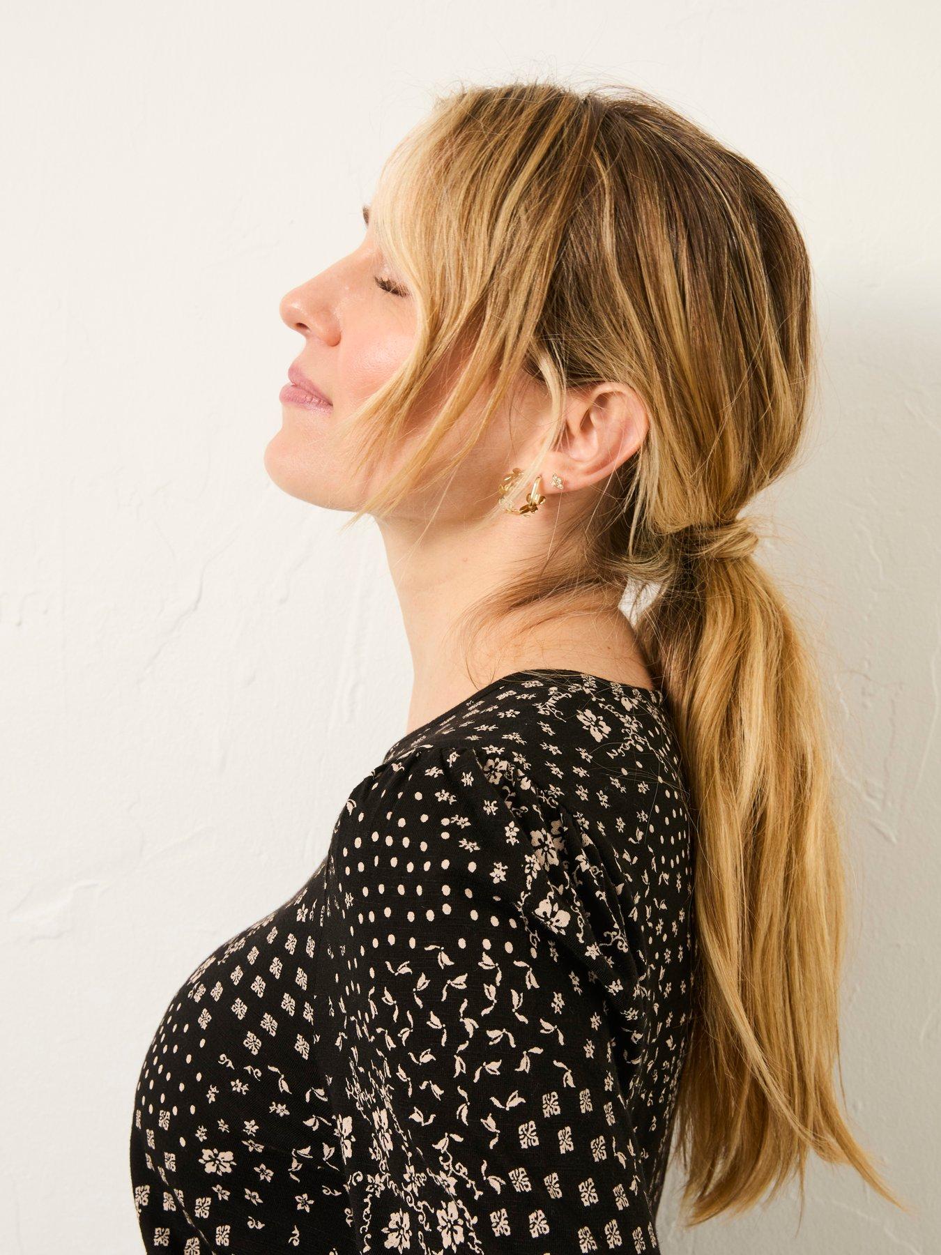 Image 5 of 6 of FatFace Ria Mono Patchwork Top - Black