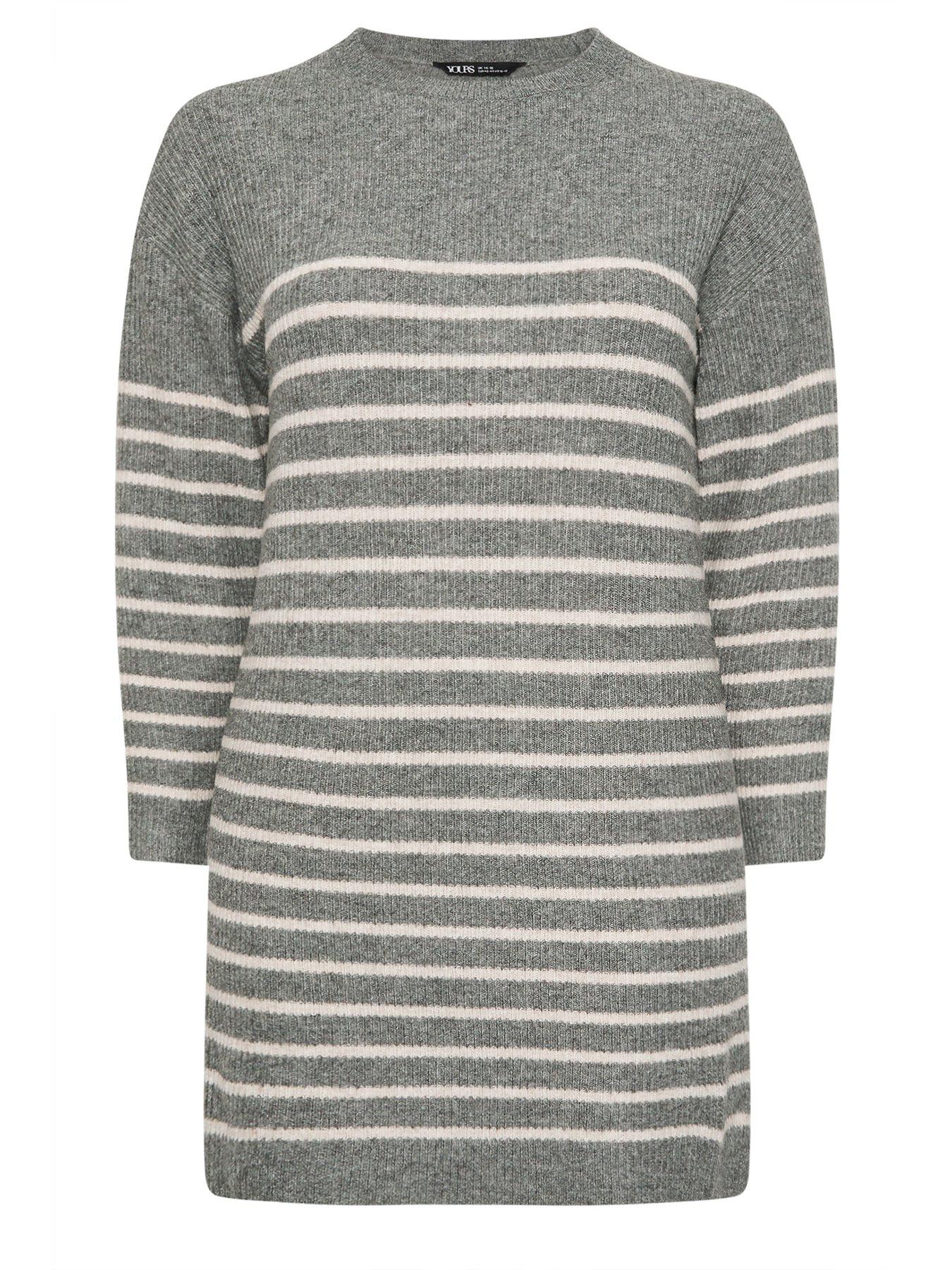 Image 5 of 5 of Yours Curve Stripe Jumper Dress - Grey
