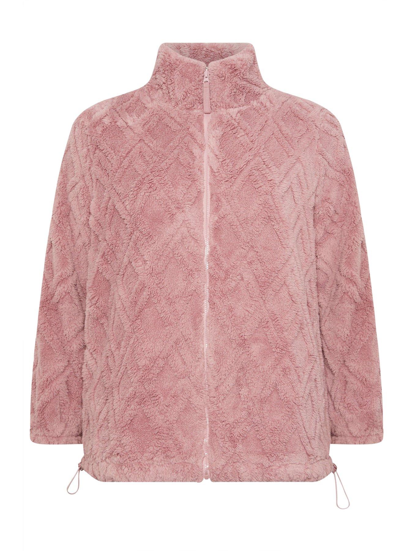 yours-curve-texture-zip-through-fleece-jacket-pinkdetail