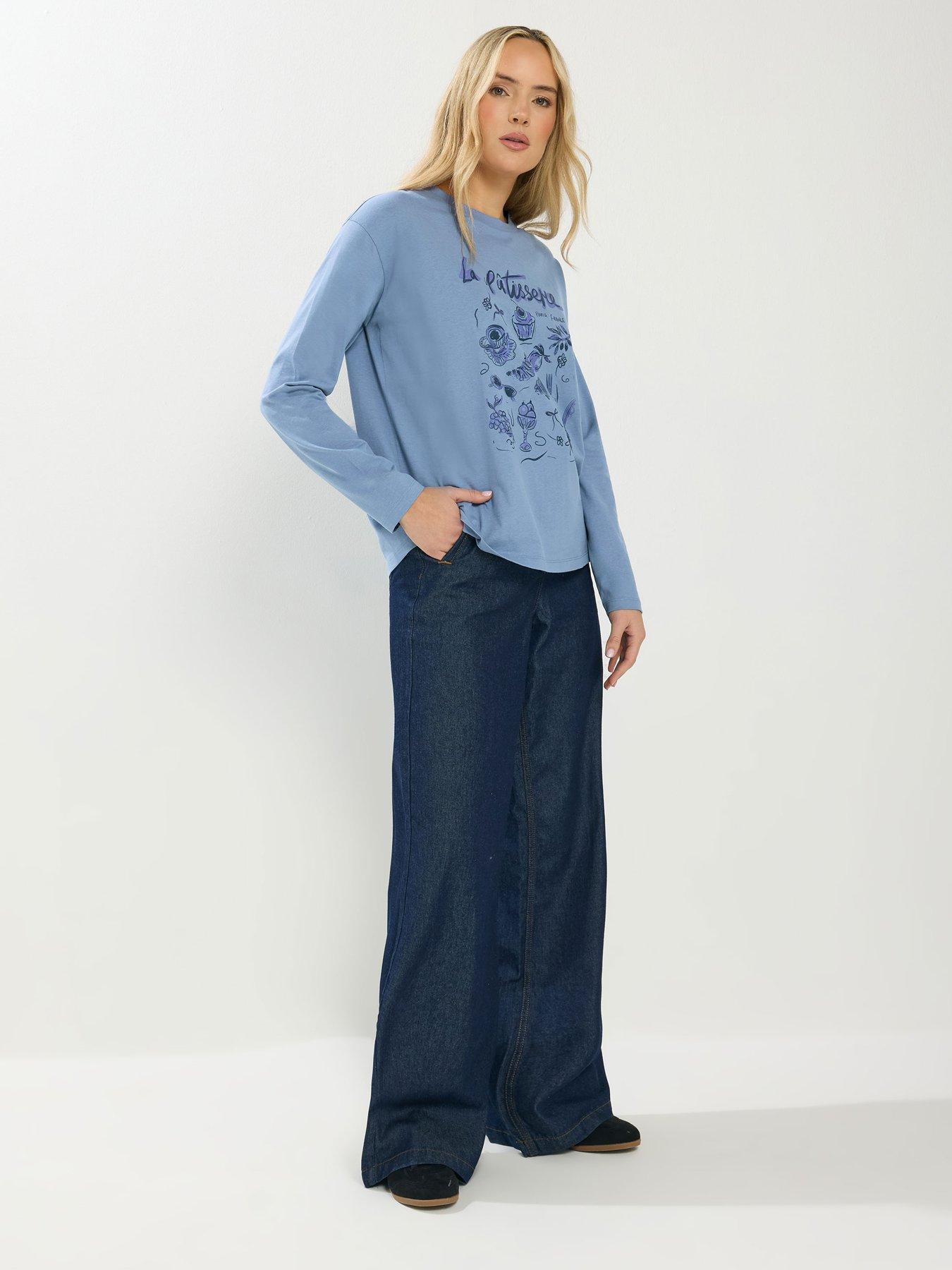 Image 3 of 5 of Long Tall Sally Patissere Oversized Printed T-Shirt - Blue