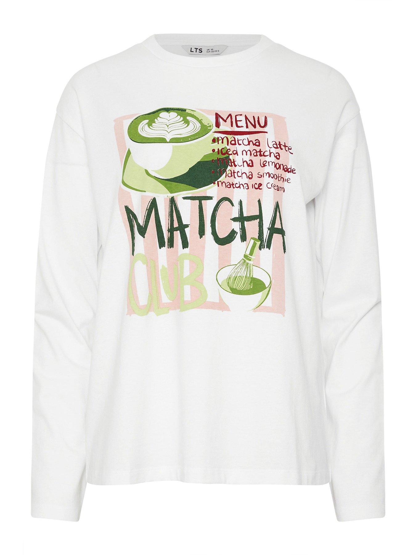 Image 5 of 5 of Long Tall Sally Tall Matcha Oversized Printed T-Shirt - White