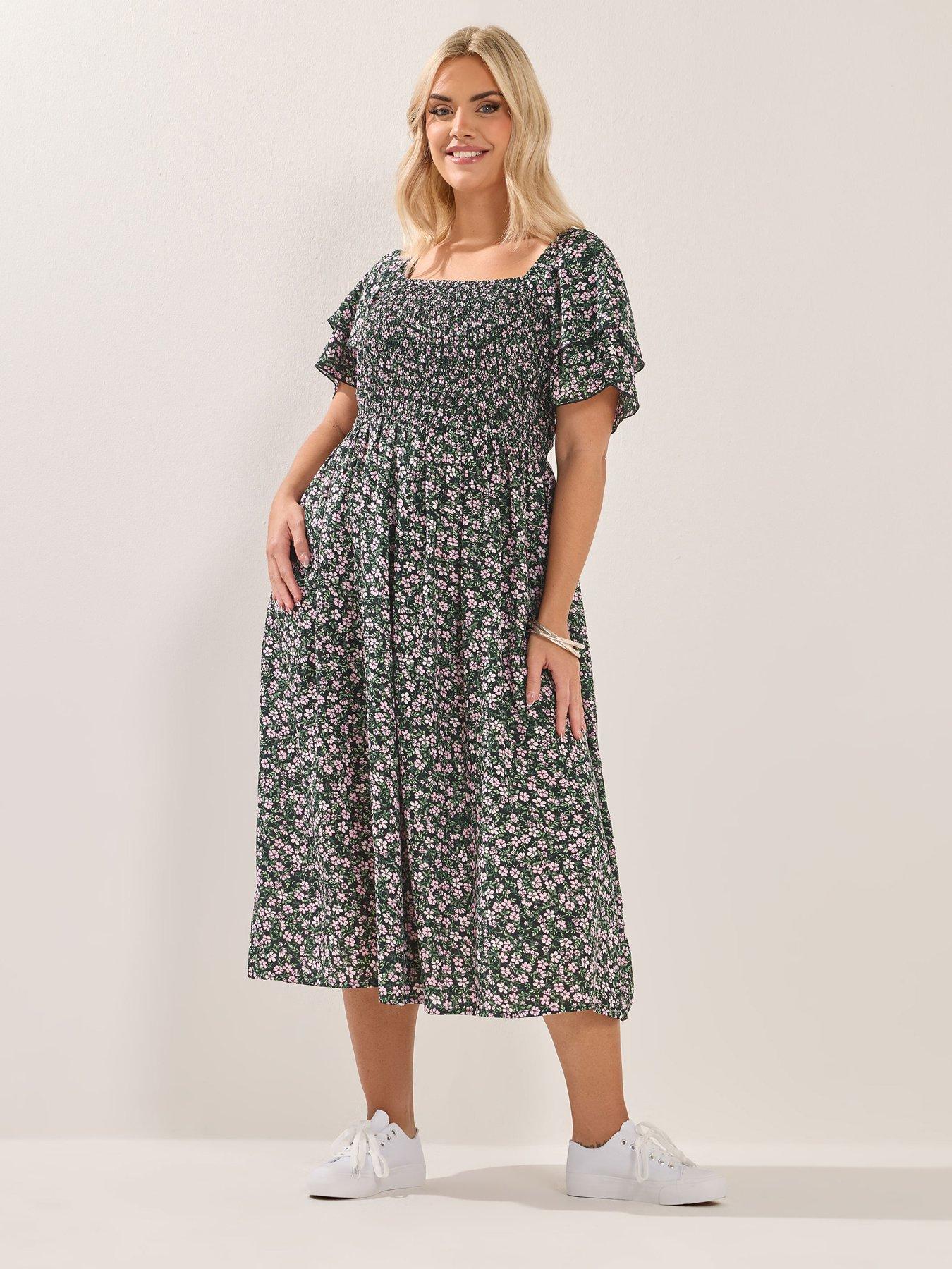 yours-curve-shirred-midaxi-dressfront