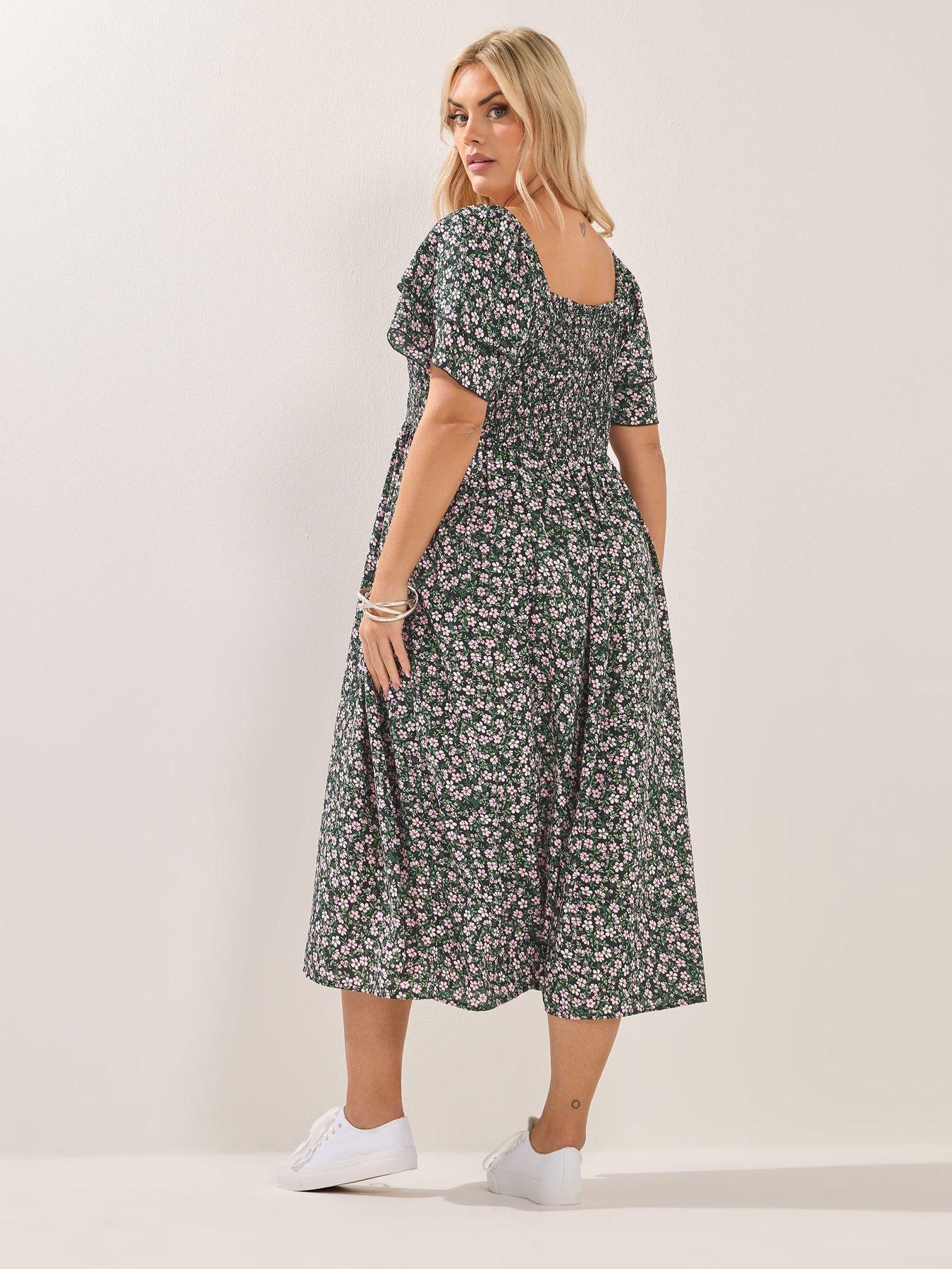 yours-curve-shirred-midaxi-dressstillFront
