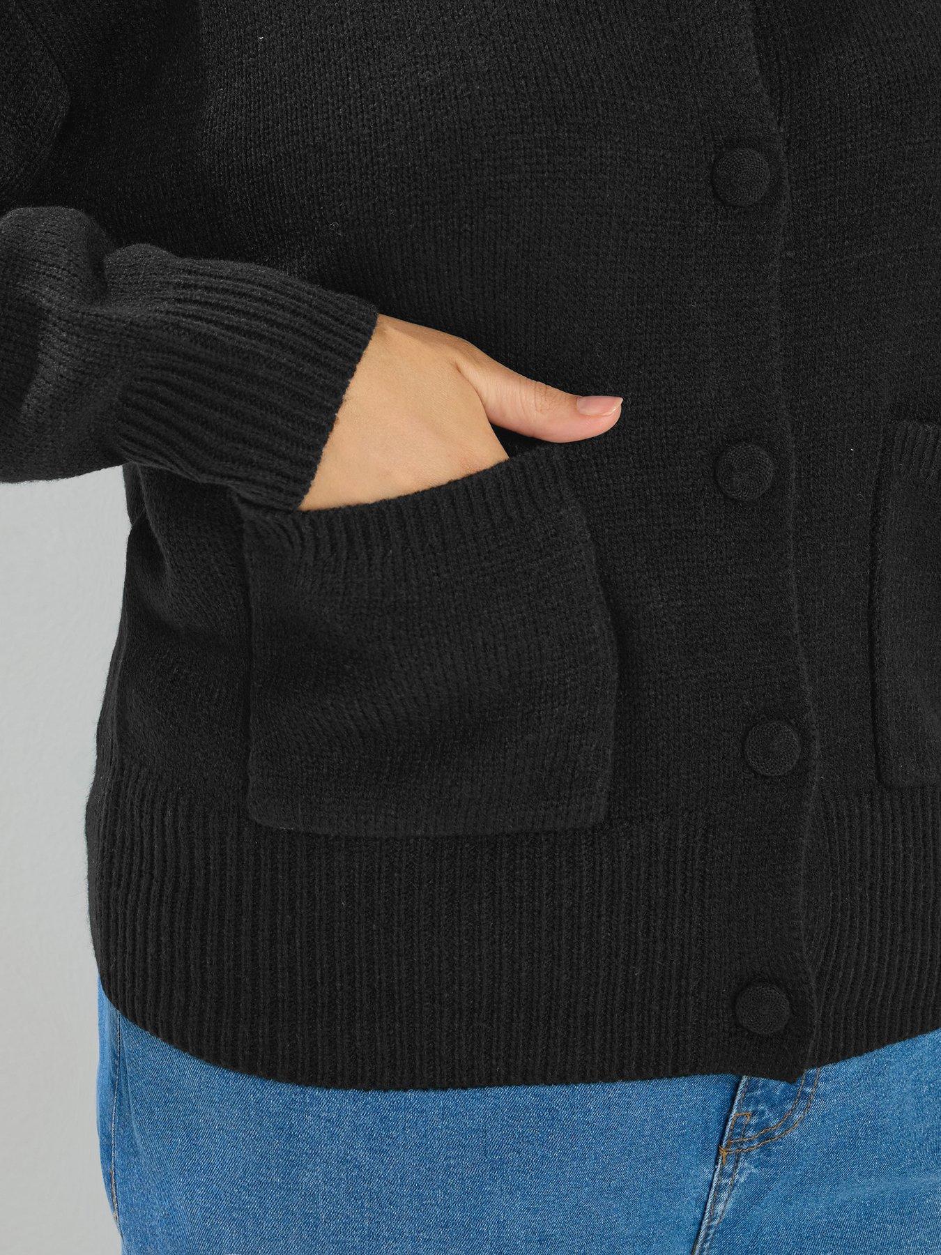 yours-curve-button-through-bomber-cardigan-blackoutfit