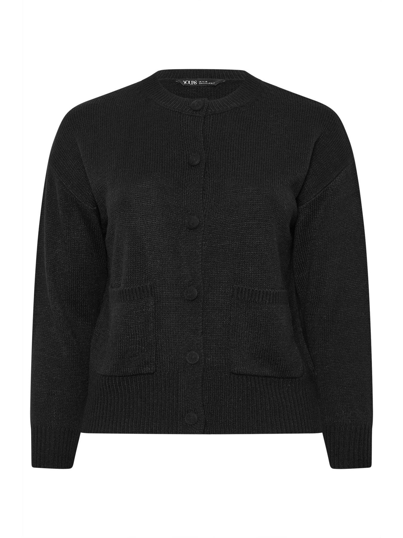 yours-curve-button-through-bomber-cardigan-blackdetail