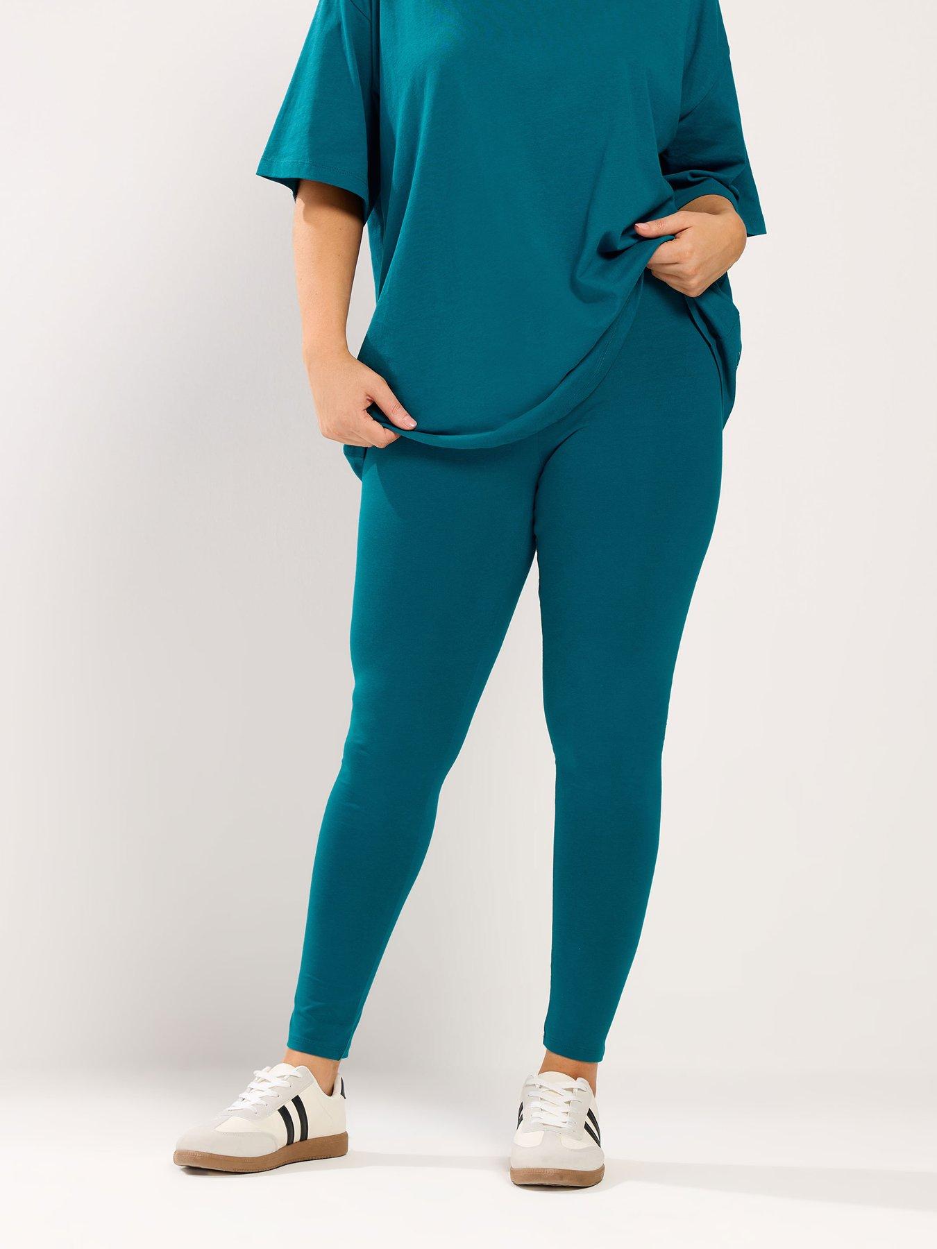 Image 1 of 5 of Yours Curve Cotton Elastane Legging - Blue