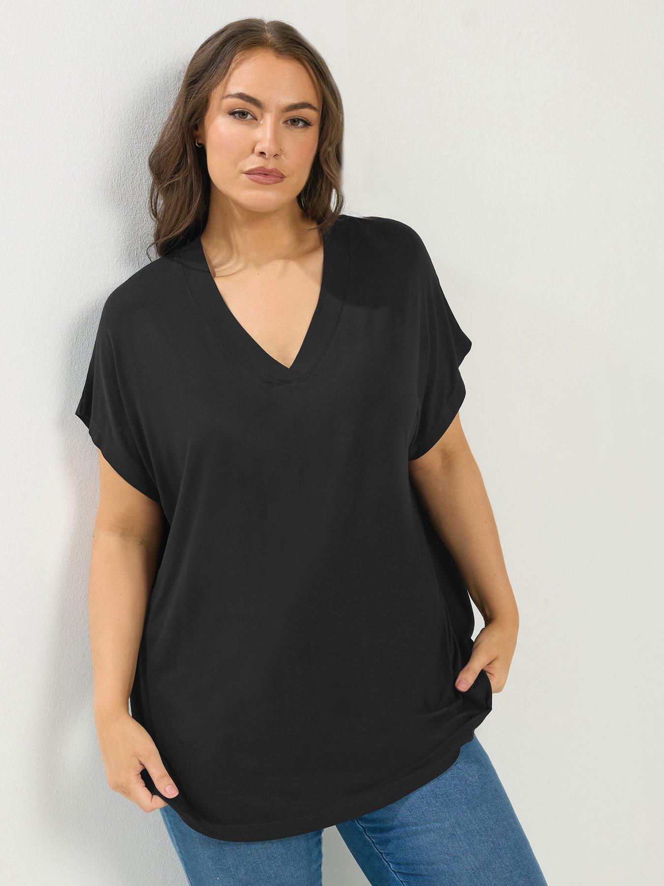 yours-curve-v-neck-grown-on-sleeve-t-shirt-black