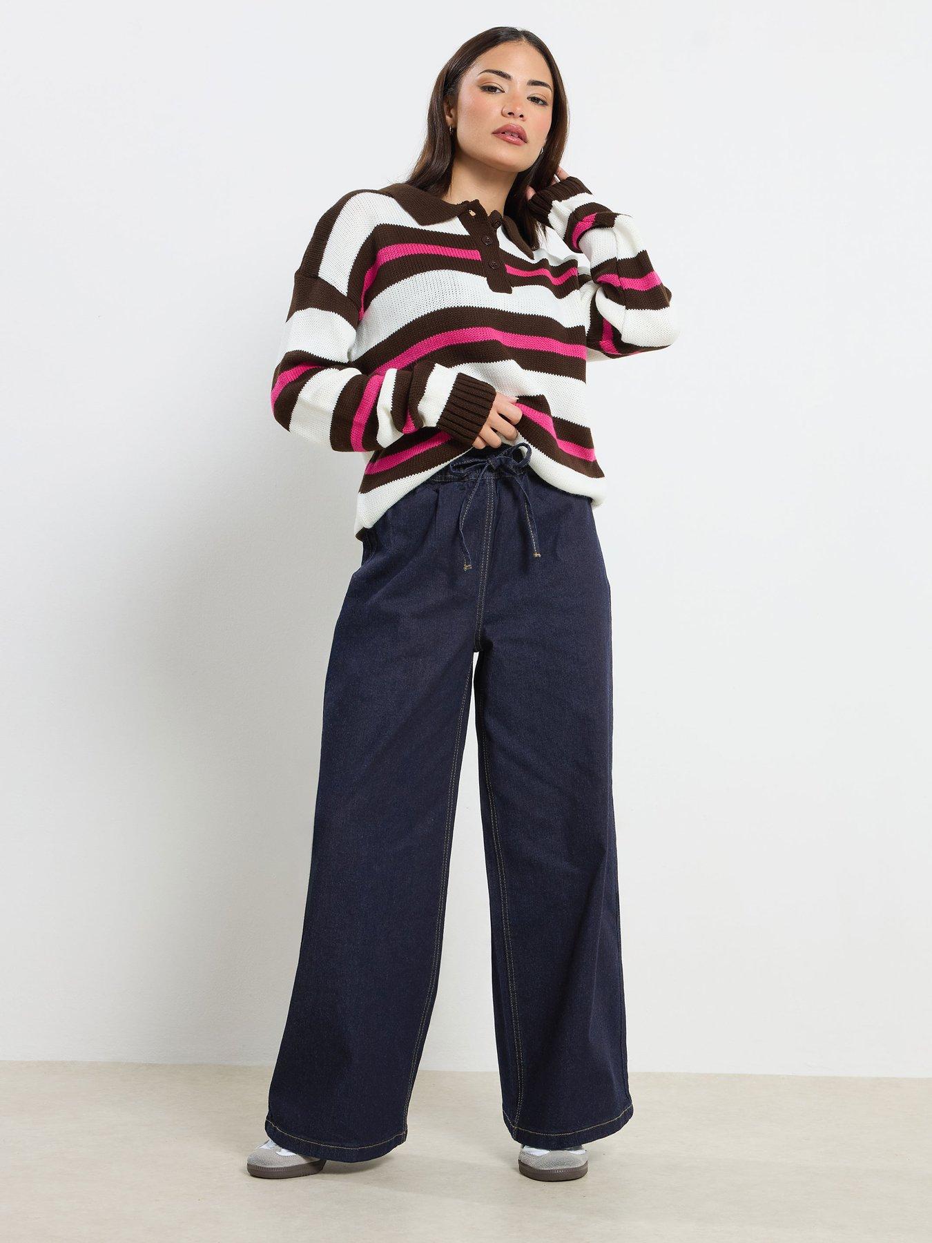 pixiegirl-petite-stripe-knit-rugby-jumper-brownback