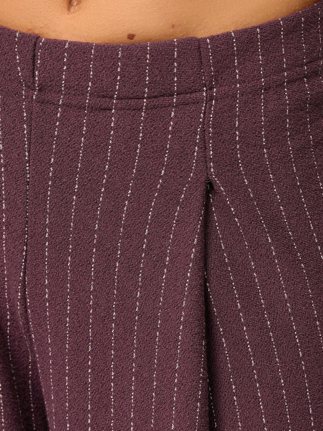 Image 4 of 4 of PixieGirl Petite Pinstripe Palazzo Wide Leg Trousers - Red