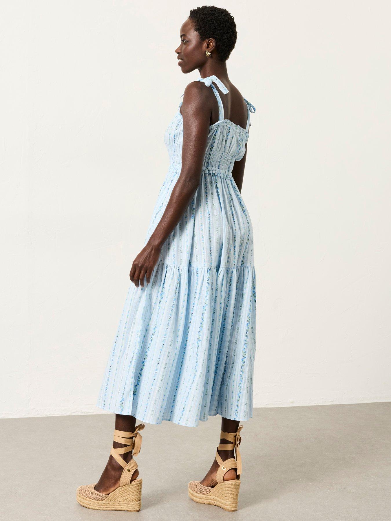 Image 2 of 6 of FatFace Martha Stripe Midi Dress - Blue