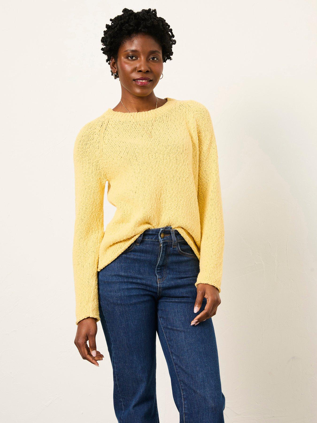 Image 1 of 5 of FatFace Sophia Knitted Slub Jumper - Yellow