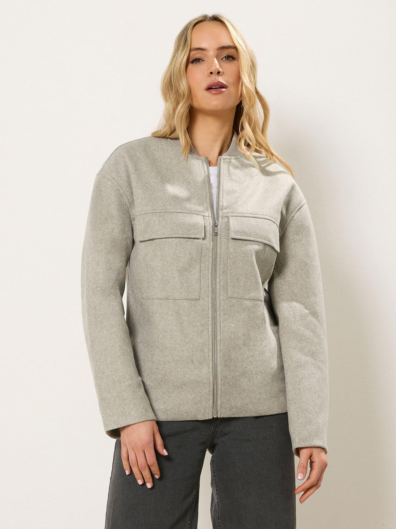 Image 4 of 6 of Long Tall Sally Cosy Brushed Bomber Jacket - Cream