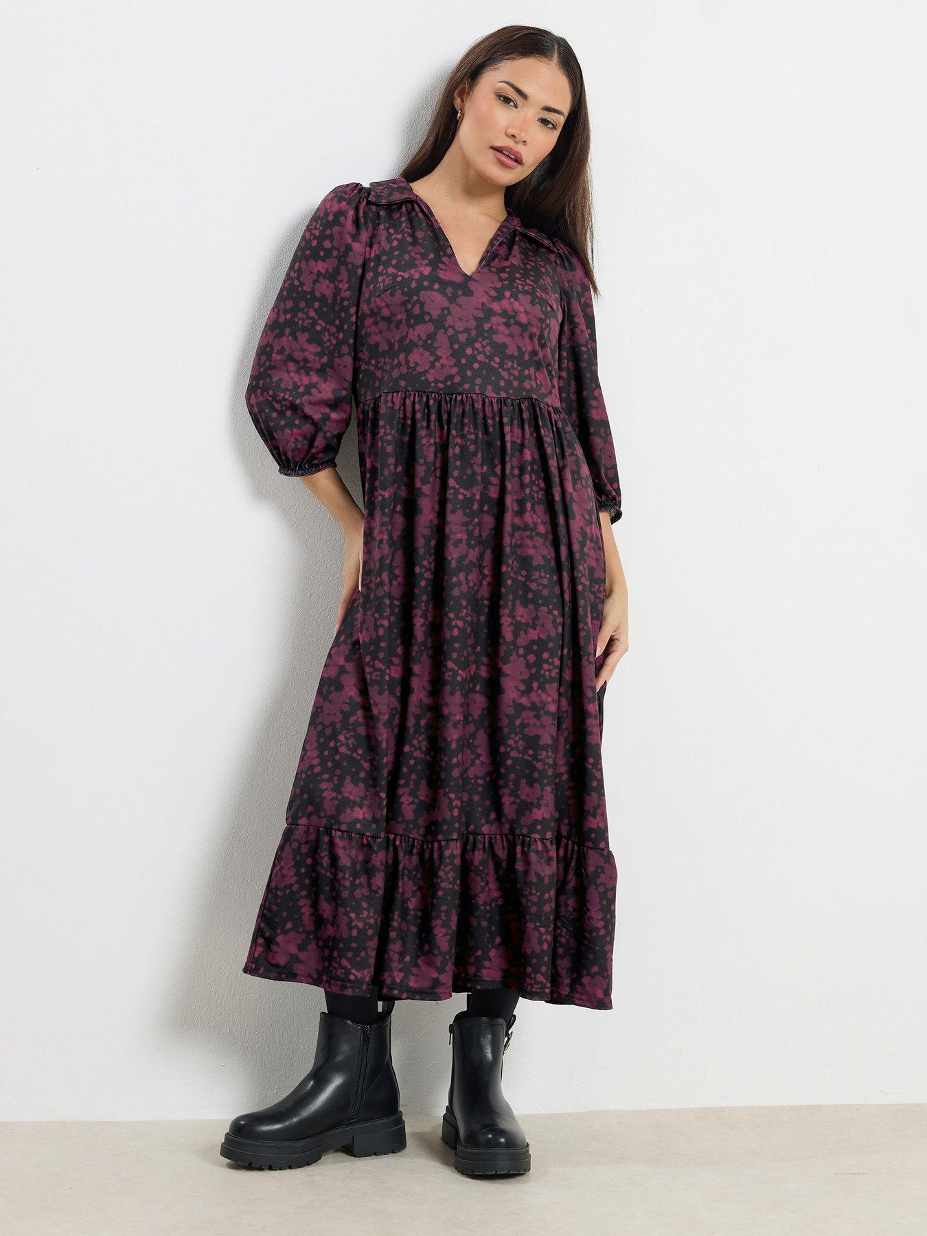 pixiegirl-petite-abstract-midaxi-dress-burgundy-redfront