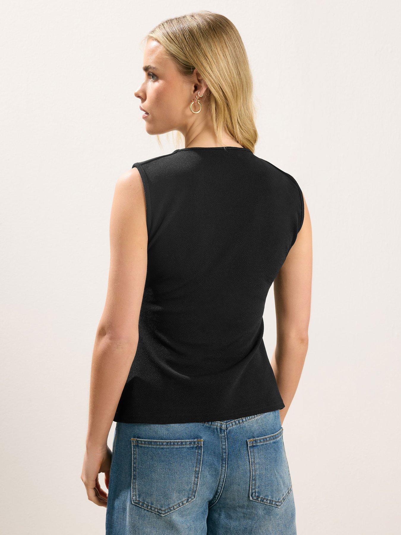 Image 2 of 5 of PixieGirl Petite Button Sleeveless Top - Black