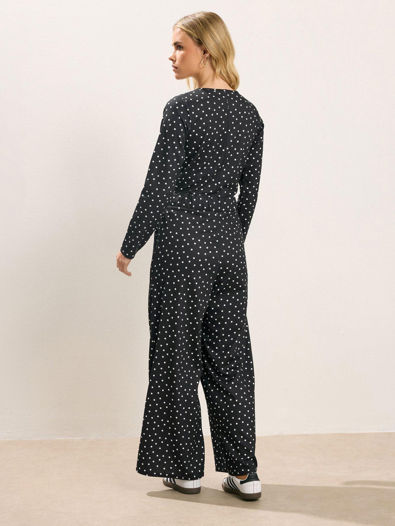 Image 2 of 5 of PixieGirl Petite Spot Wide Leg Jumpsuit - Black