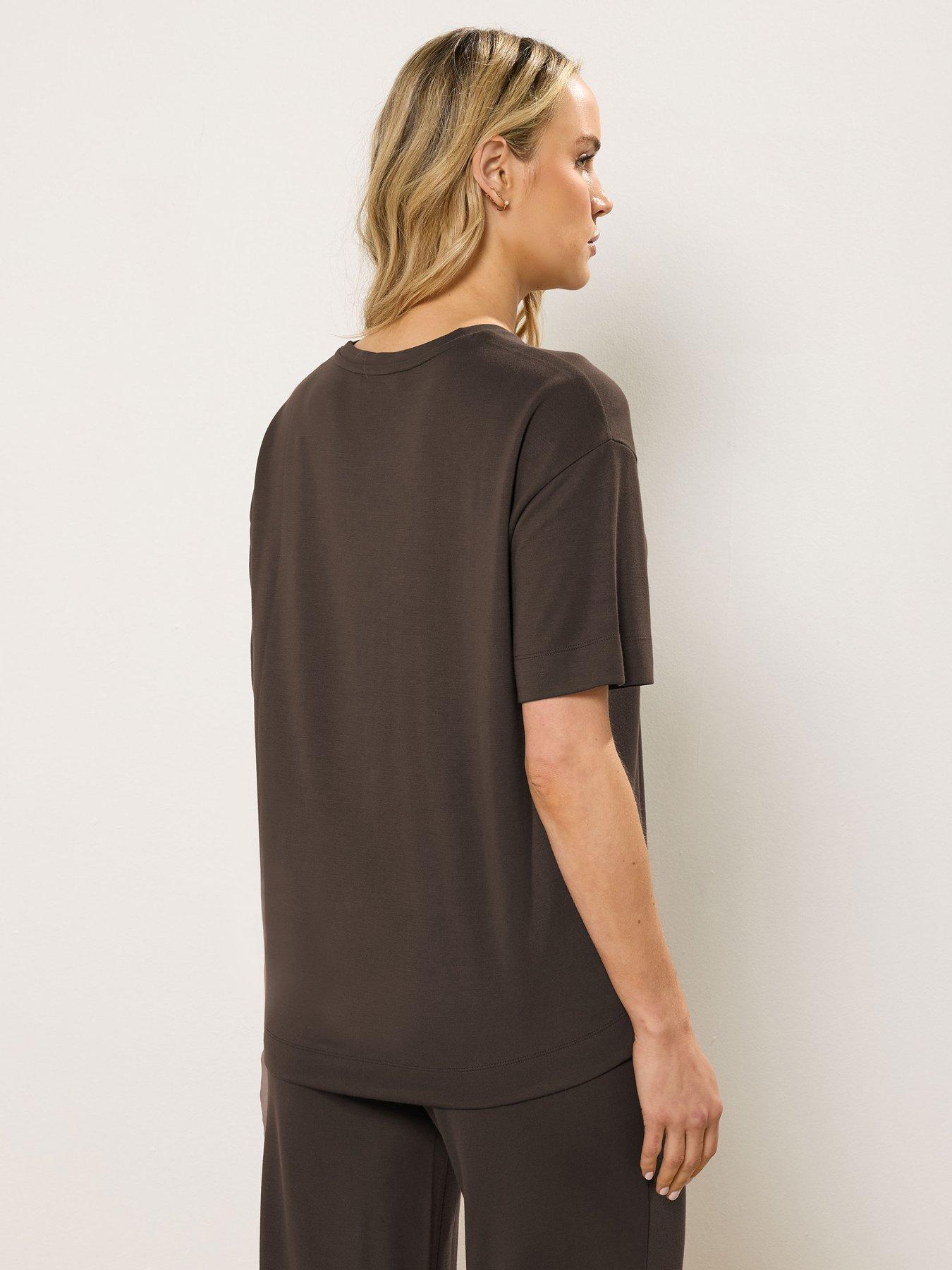 Image 2 of 5 of Long Tall Sally Premium Interlock Sweat T-Shirt - Brown