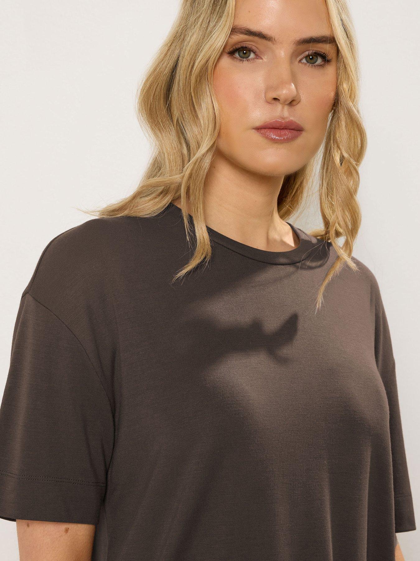 Image 4 of 5 of Long Tall Sally Premium Interlock Sweat T-Shirt - Brown