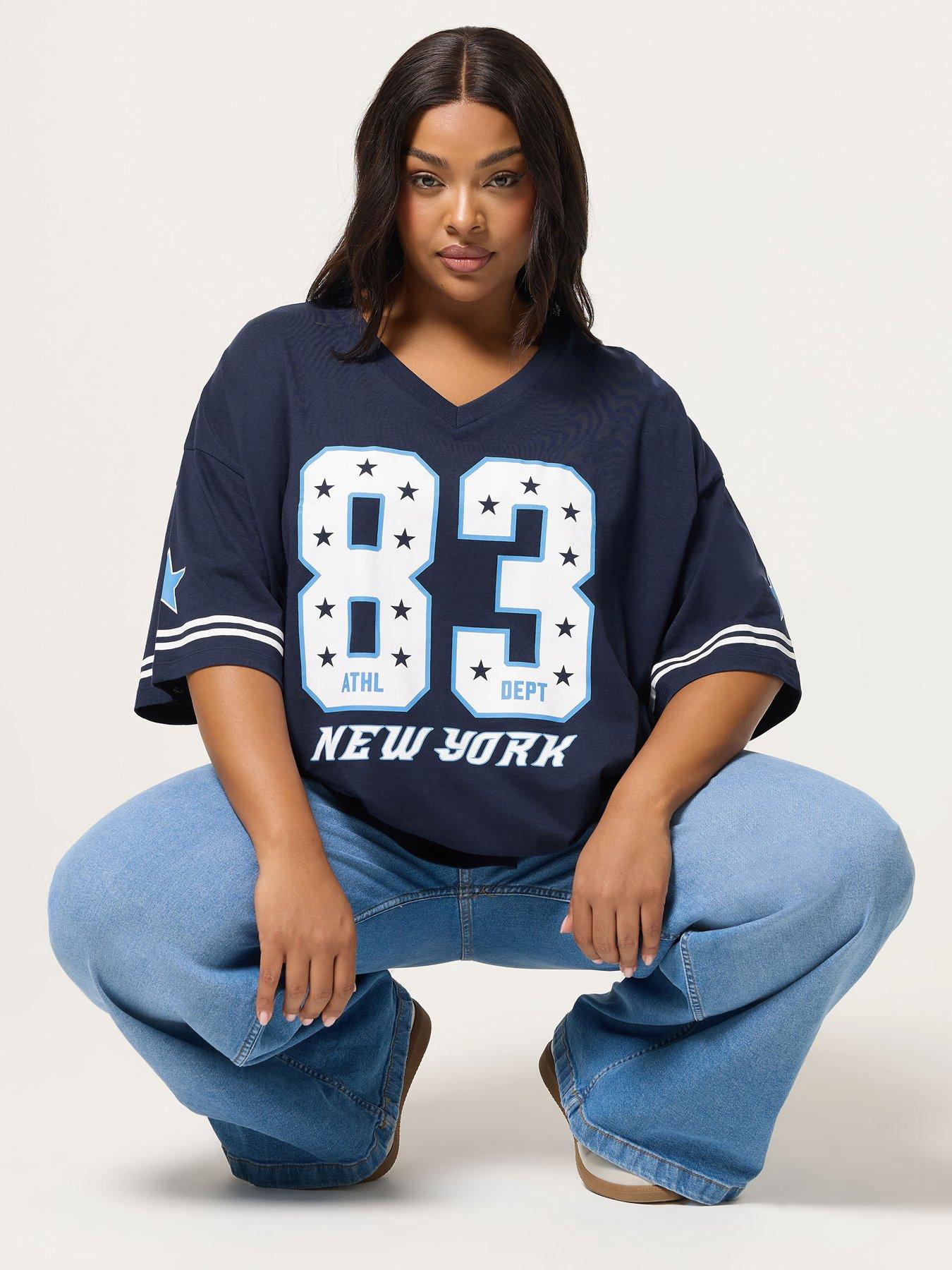 yours-curve-placement-boxy-varsity-t-shirt-bluefront